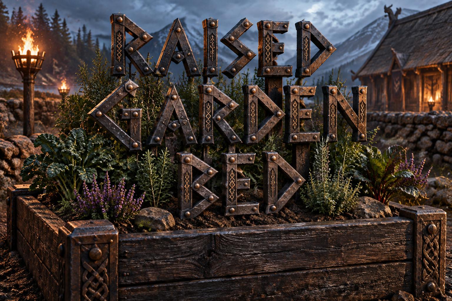 "Raised Garden Bed" — Viking | AI Text Effect Generator