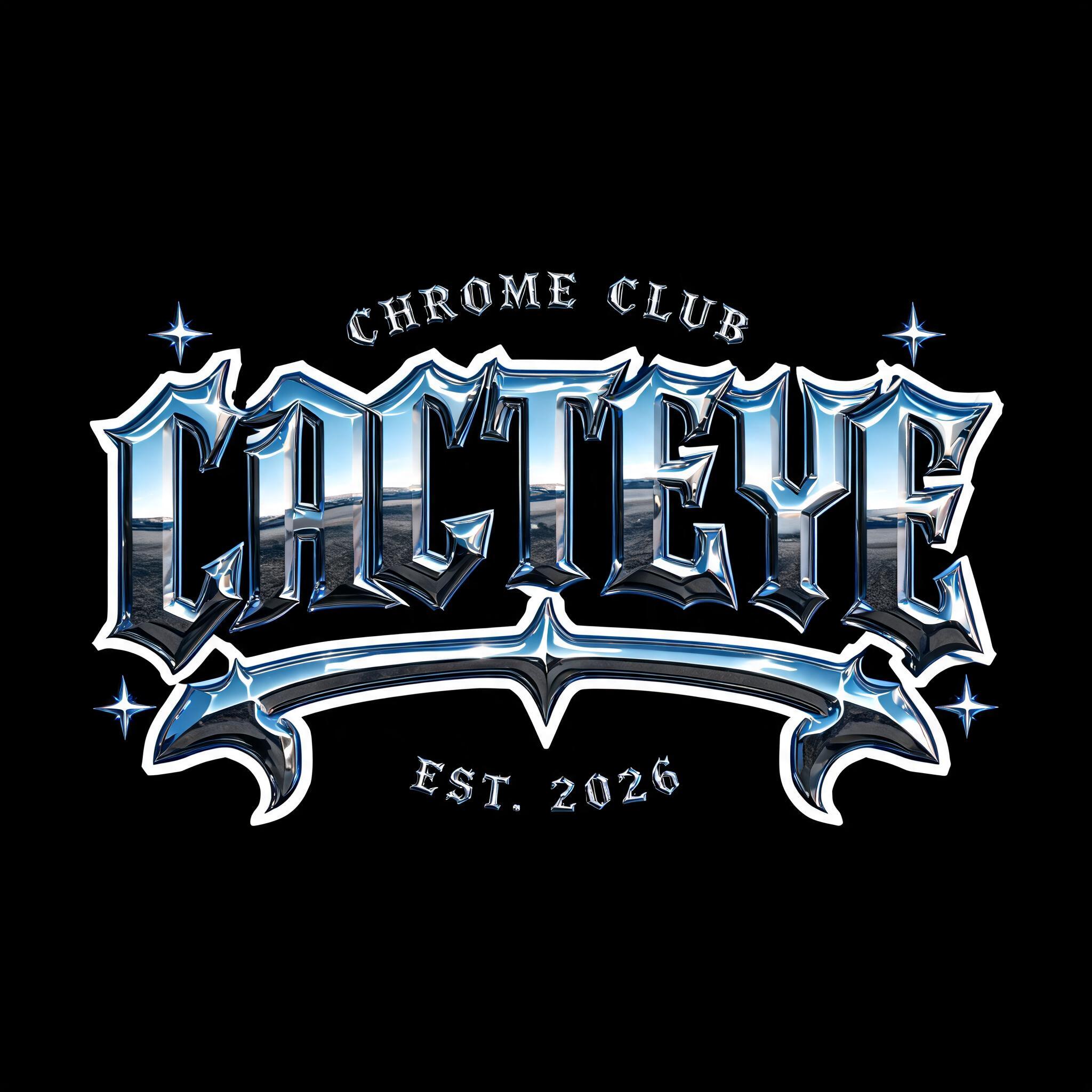 "CACTEYE" — chrome metal 3d text effect