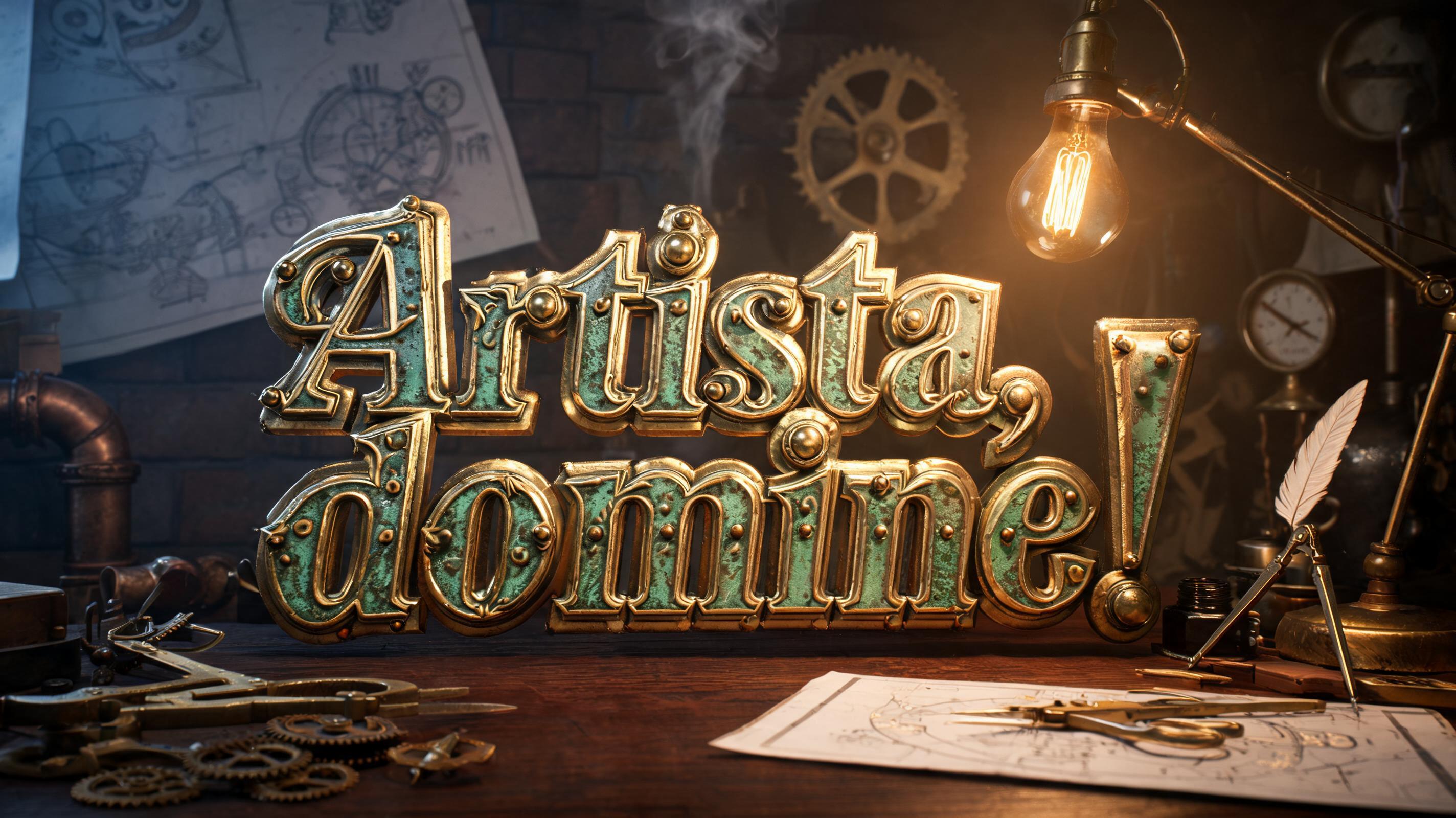 "Artista, domine!" — Steampunk text effect