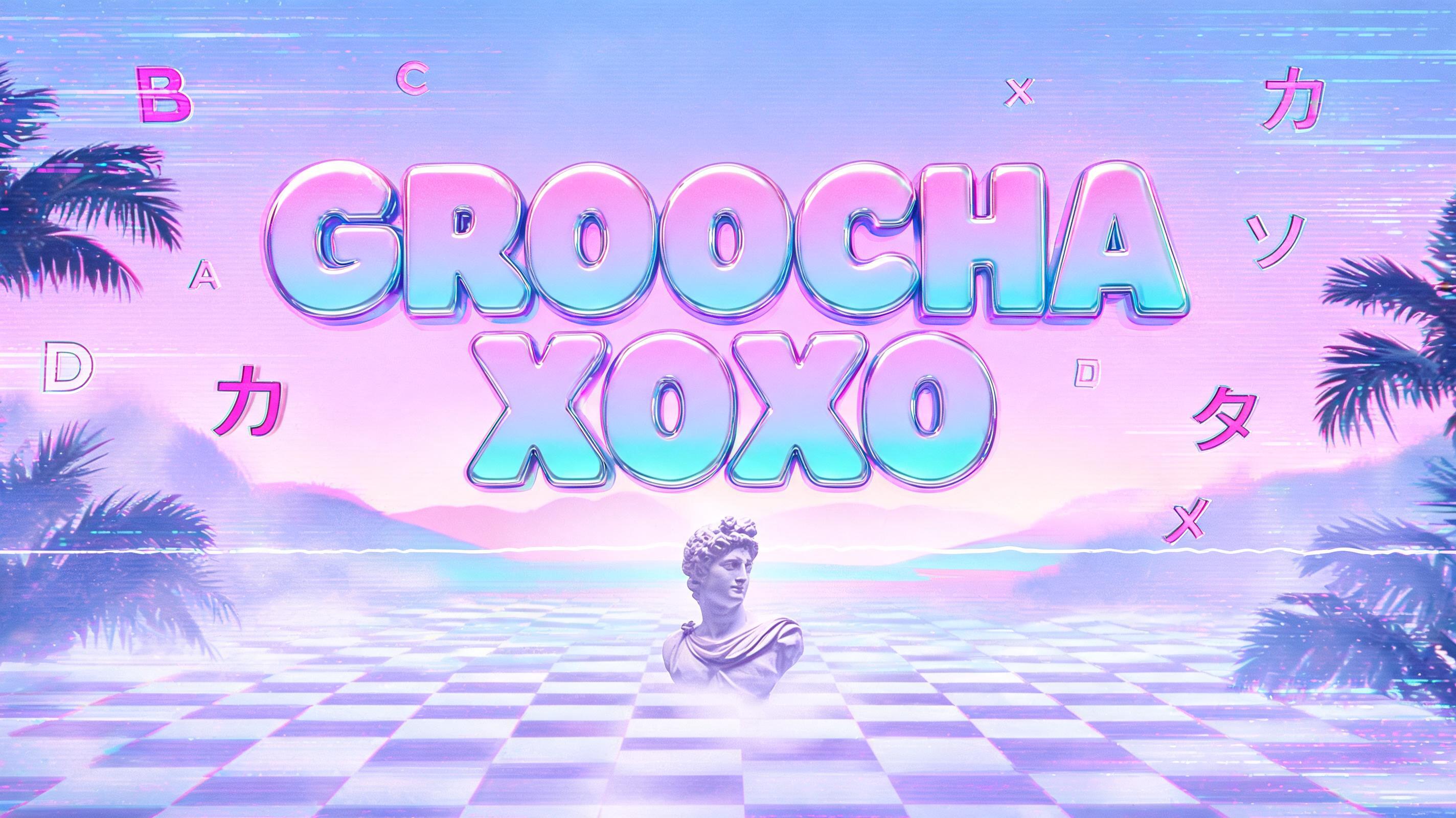 "GROOCHA XOXO" — Vaporwave text effect