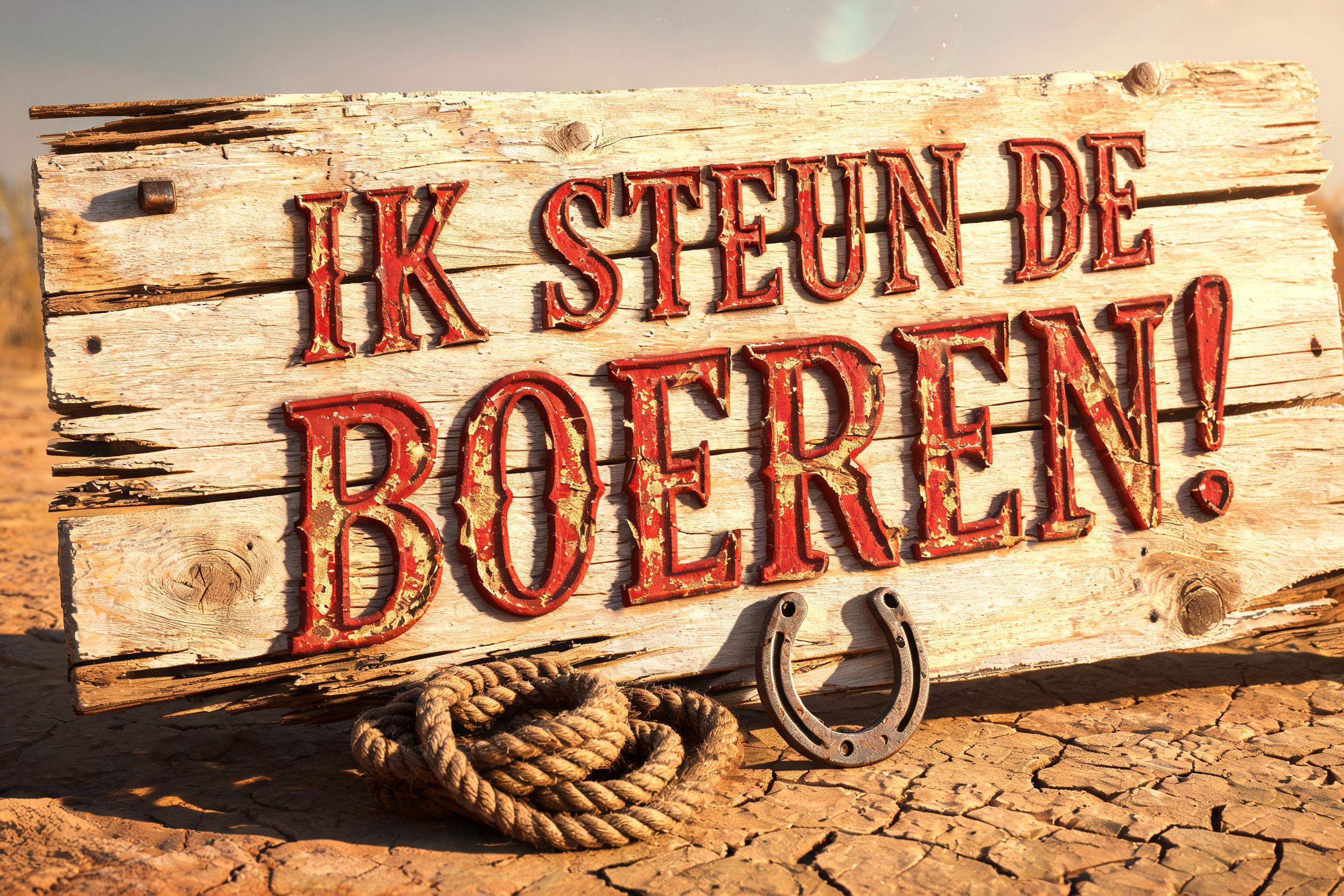 "IK STEUN DE BOEREN!" — Western text effect
