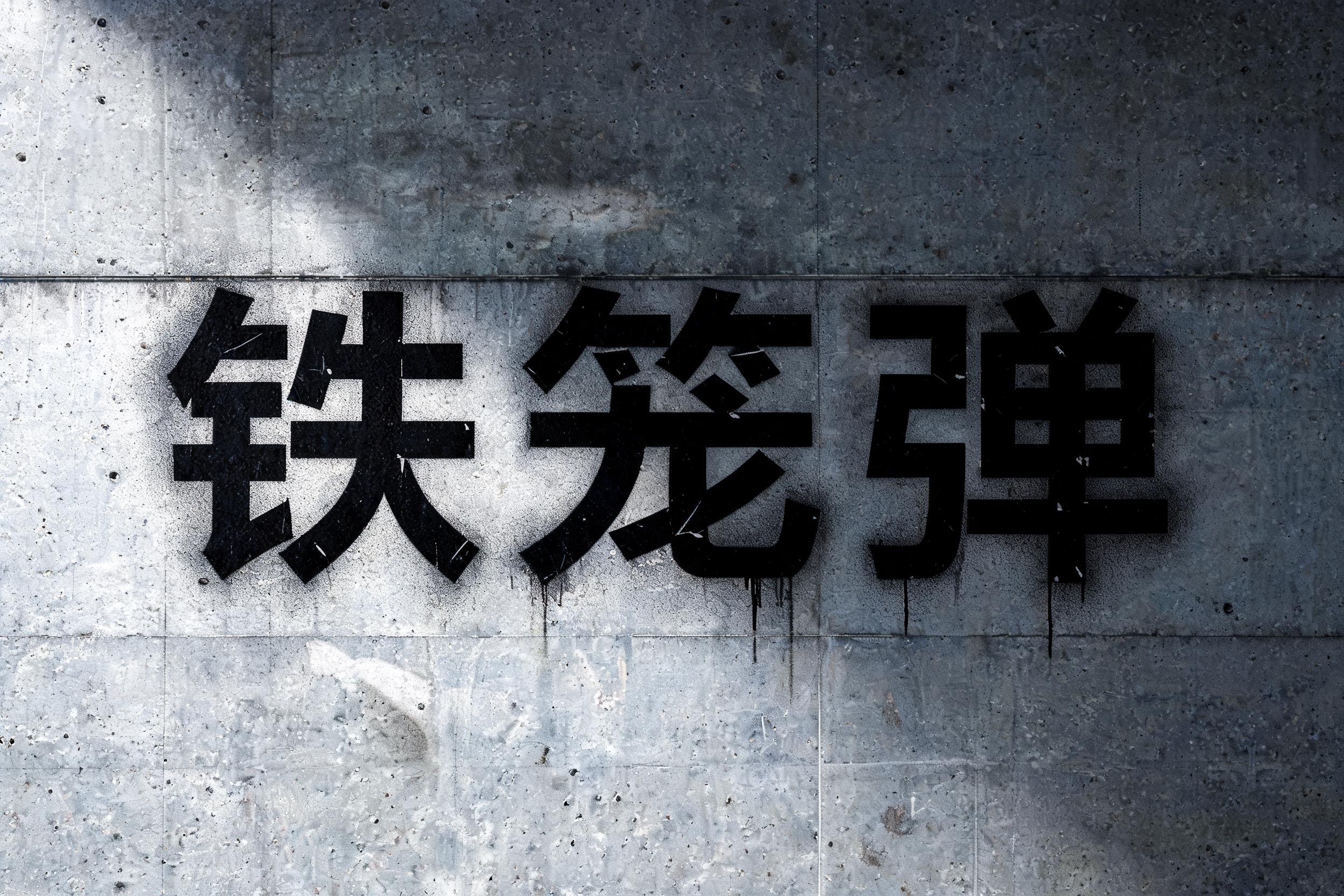 "铁笼弹" — Stencil text effect