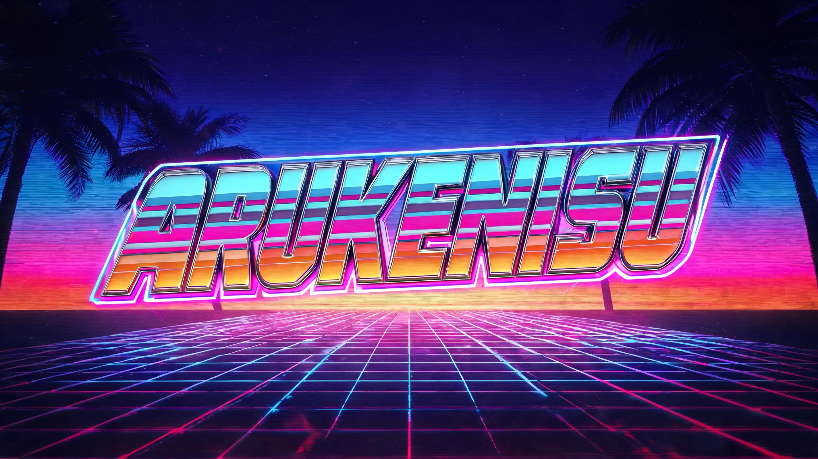 "Arukenisu" — Synthwave | AI Text Effect Generator