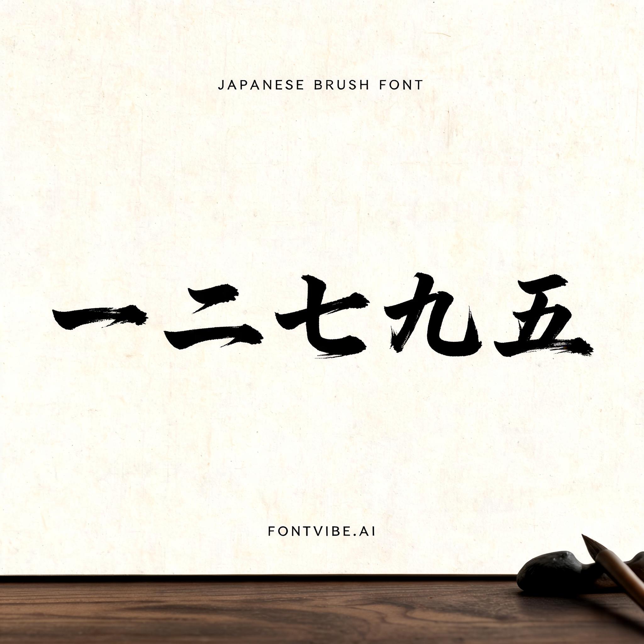 "一　二　七　九　五" — Brush Japanese Ink | AI Text Effect Generator