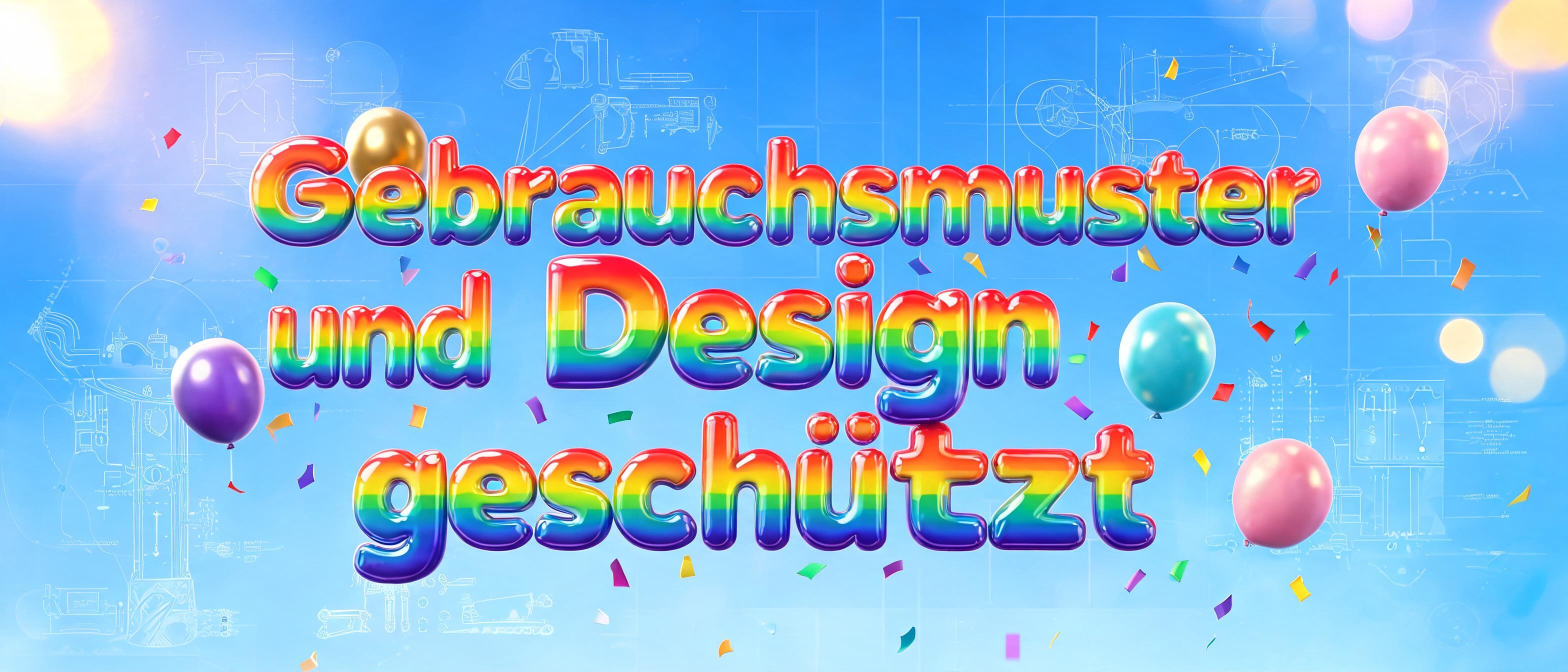 "Gebrauchsmuster und Design geschützt" — Rainbow | AI Text Effect Generator
