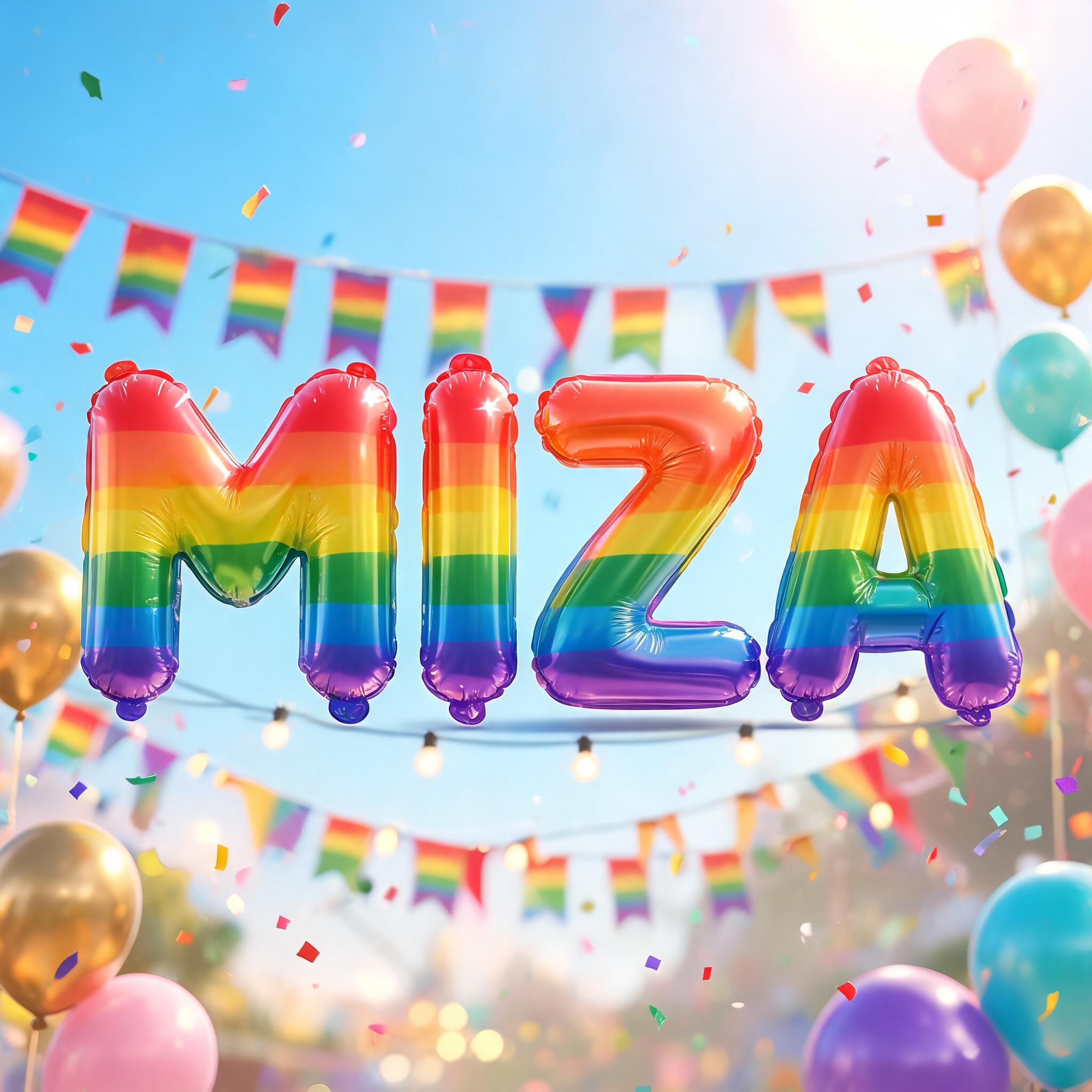 "MIZA" — Rainbow | AI Text Effect Generator
