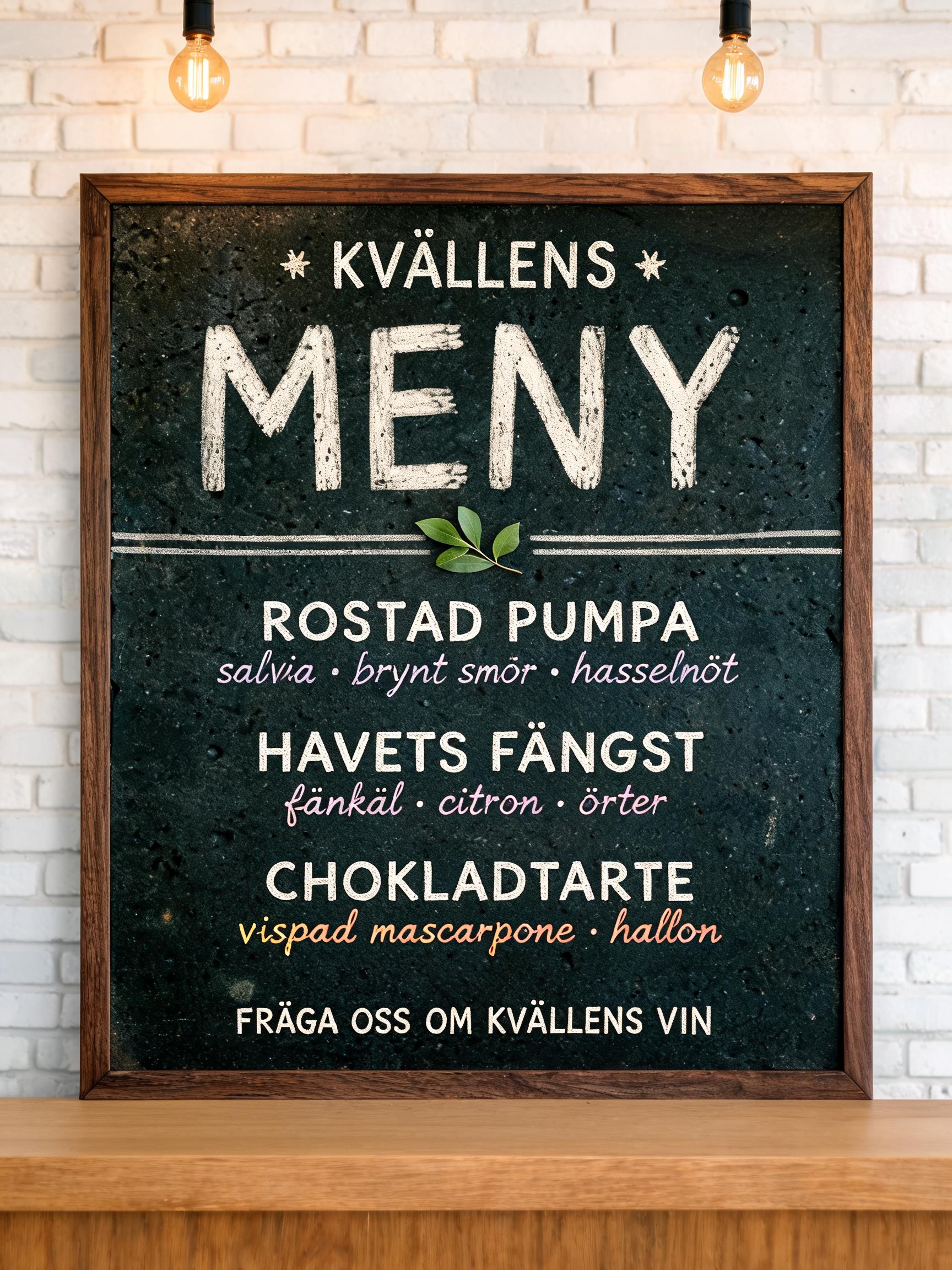 "Kvällens Meny" — Chalk | AI Text Effect Generator