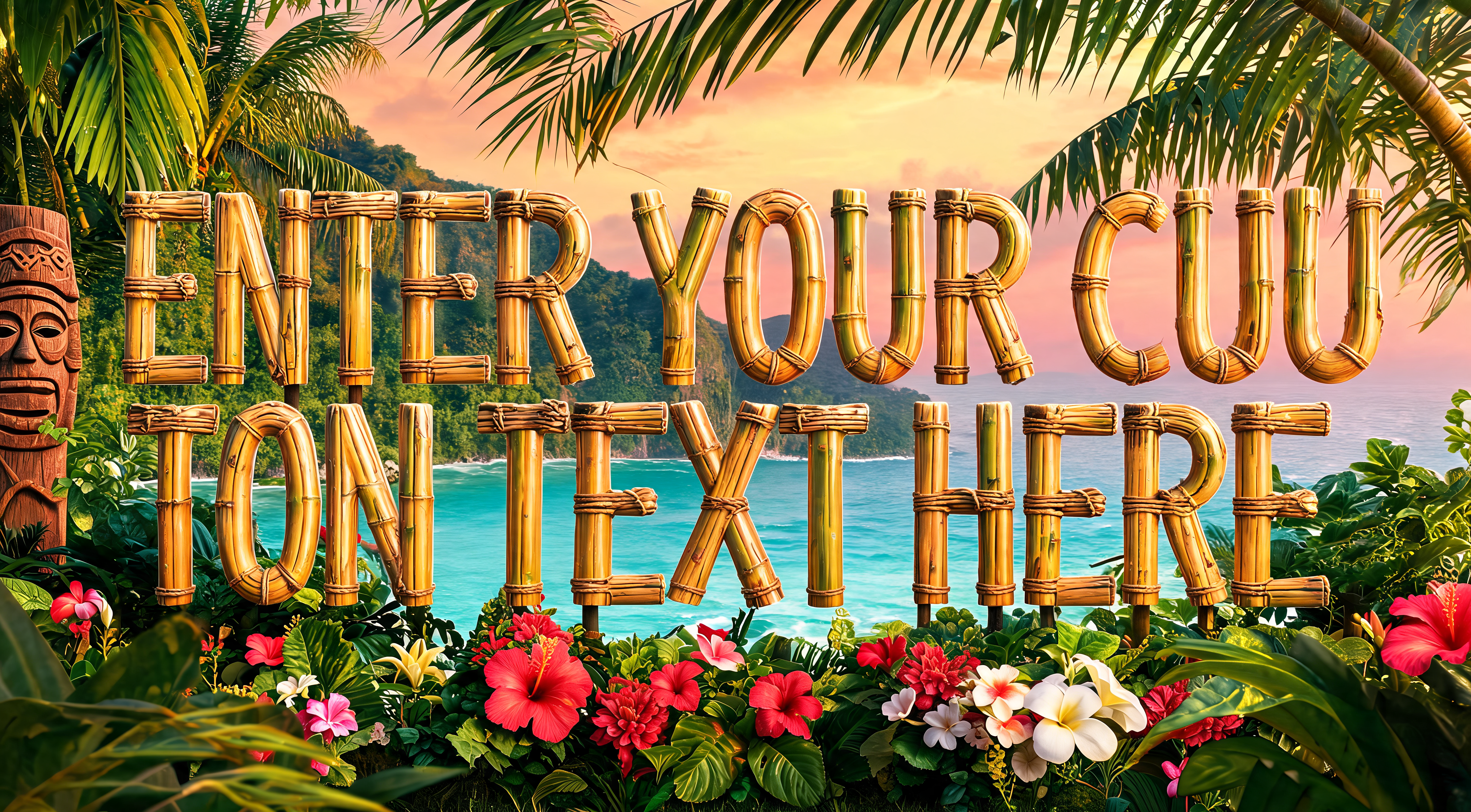"ENTER YOUR CUSTOM TEXT HERE" — Hawaiian | AI Text Effect Generator