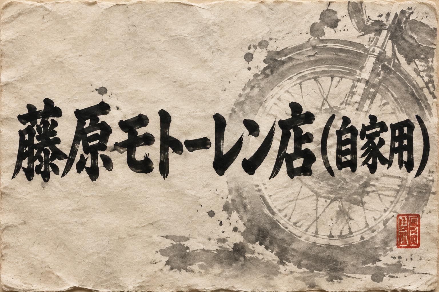 "藤原モトーレン店（自家用）" — Brush Chinese Ink | AI Text Effect Generator
