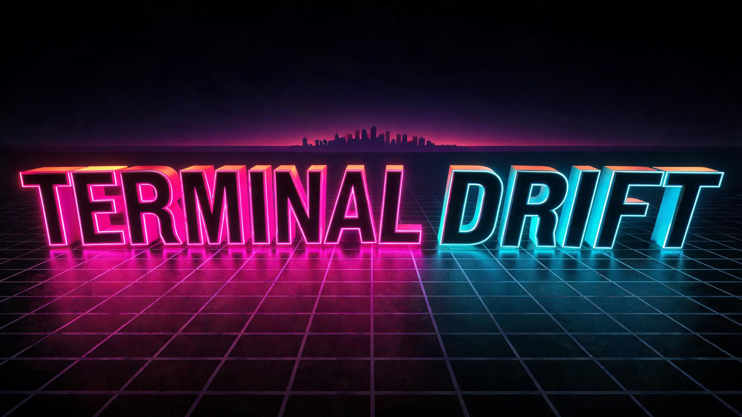 "Terminal Drift" — 3d Bold Neon text effect