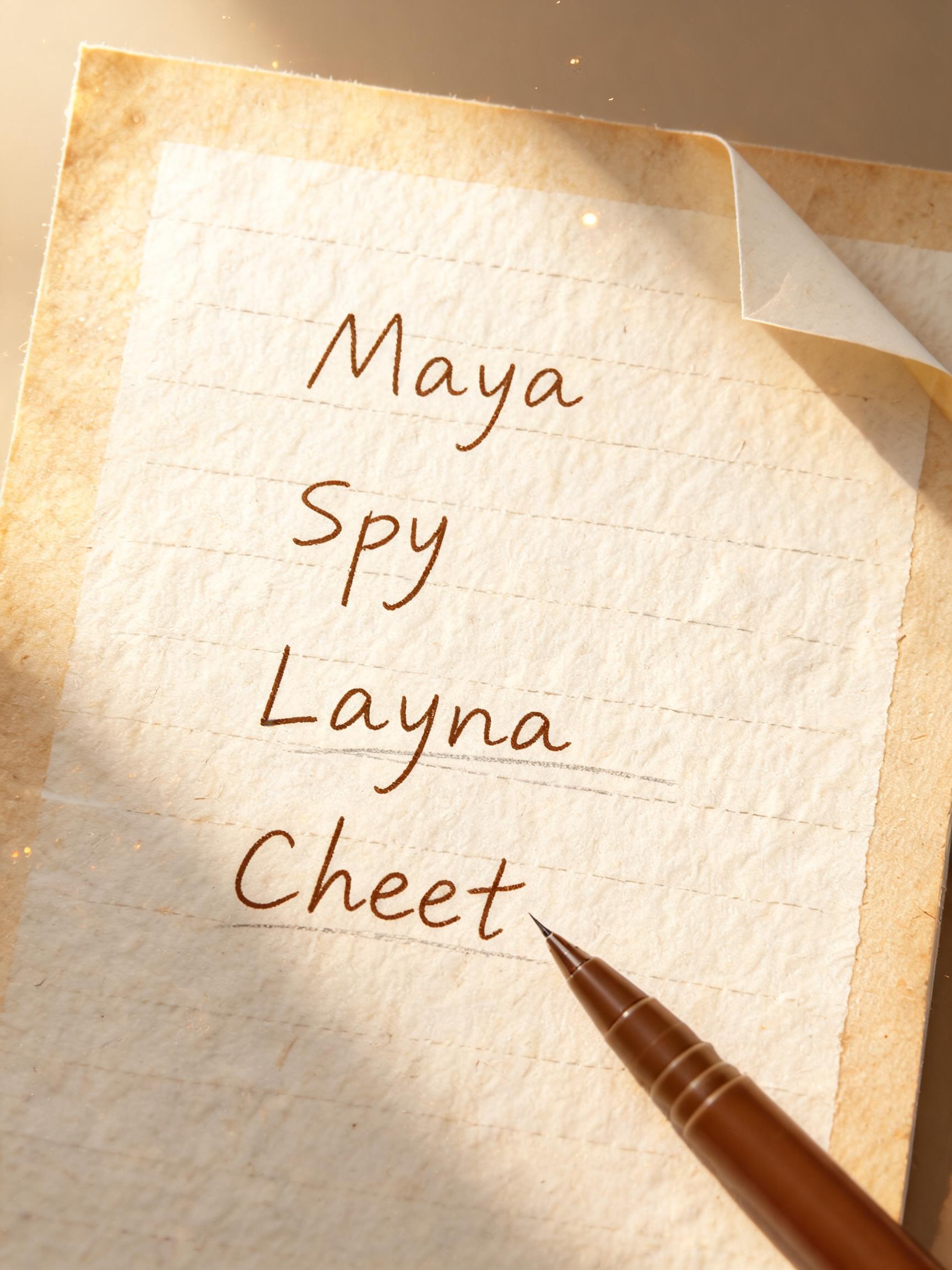 "Maya
Spy
Layna
Cheet" — Handwritten Script | AI Text Effect Generator