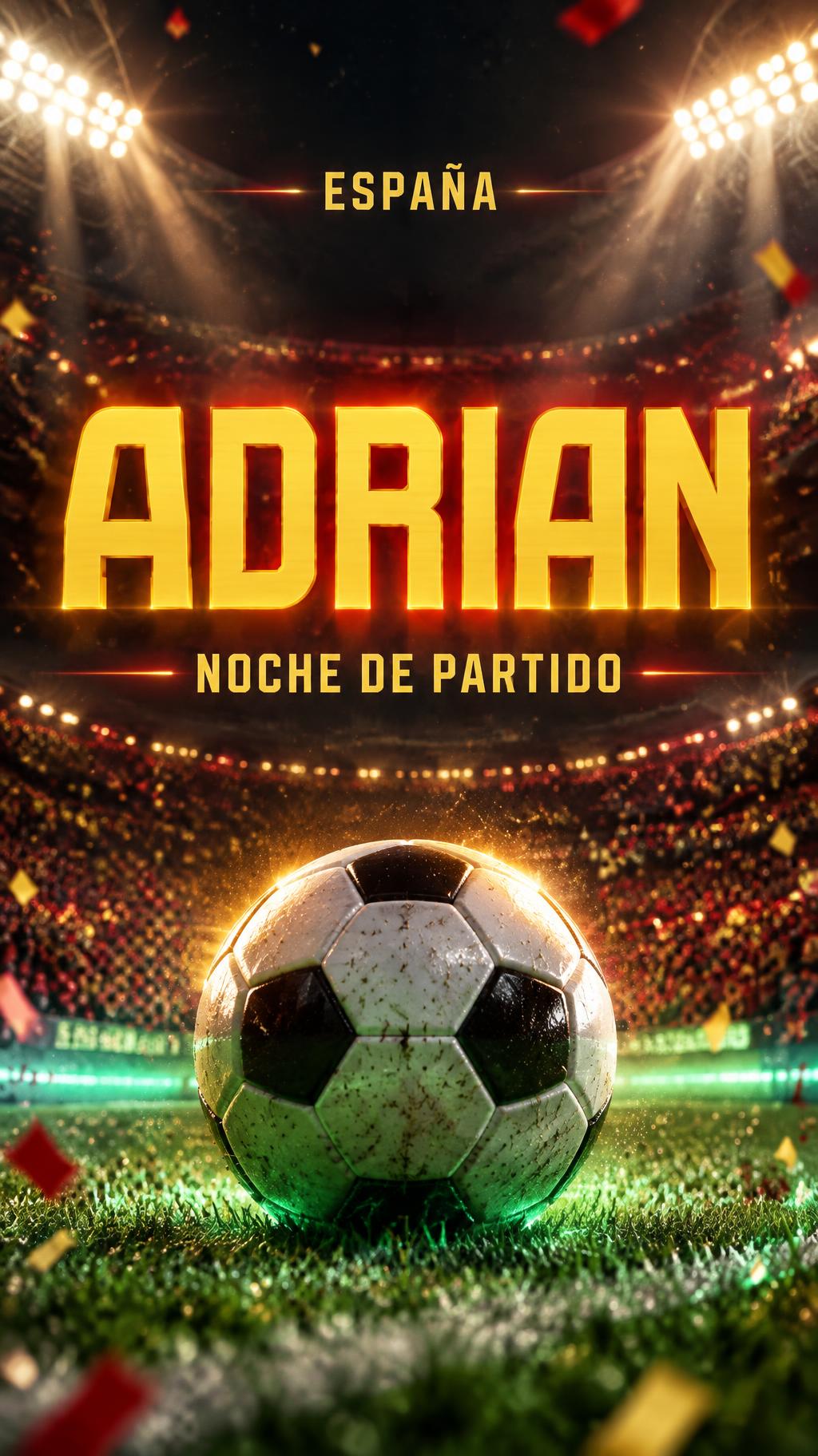 "ADRIAN
ESPAÑA
NOCHE DE PARTIDO" — Sports Football | AI Text Effect Generator