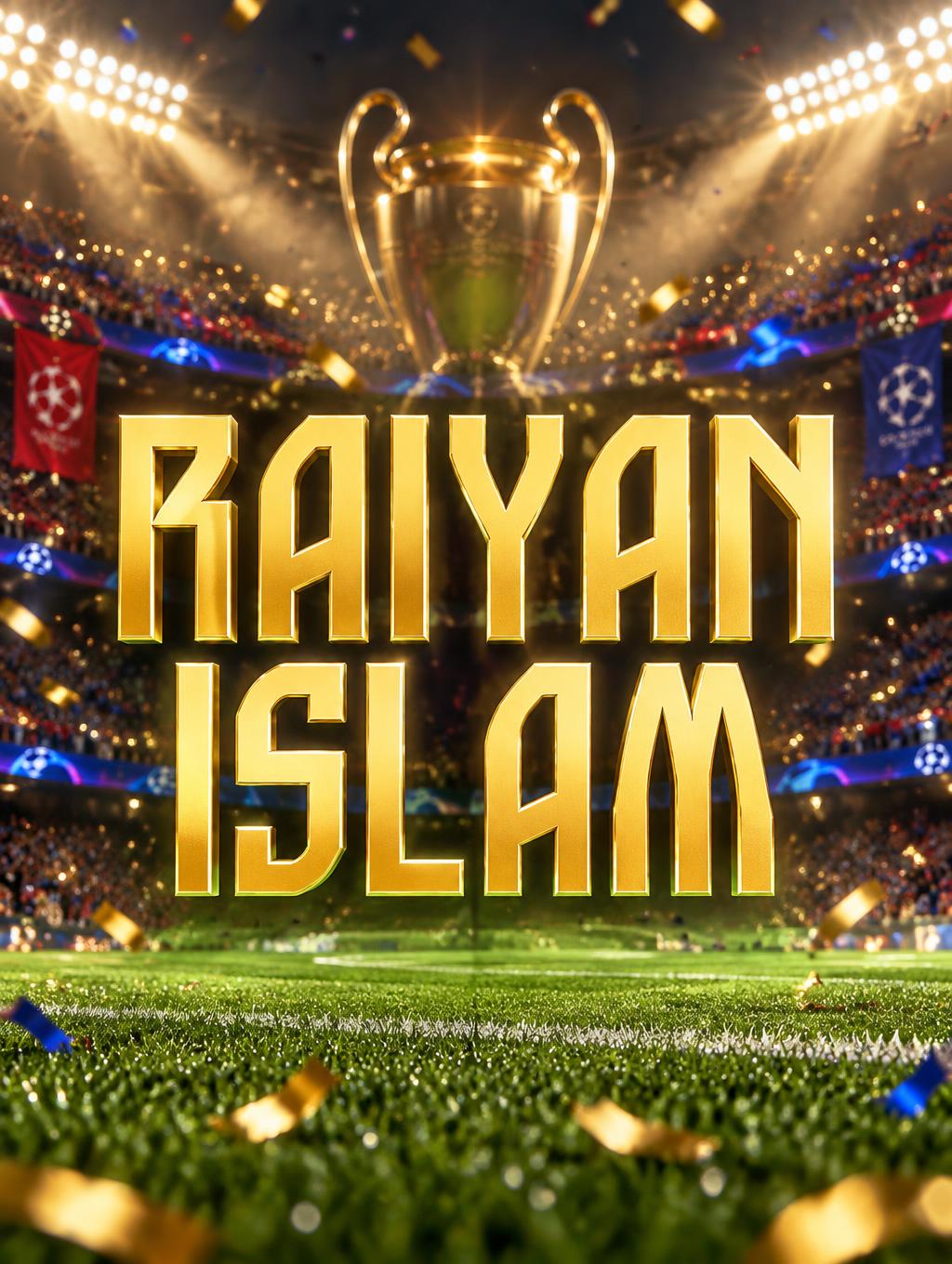 "Raiyan Islam" — Sports Football | AI Text Effect Generator