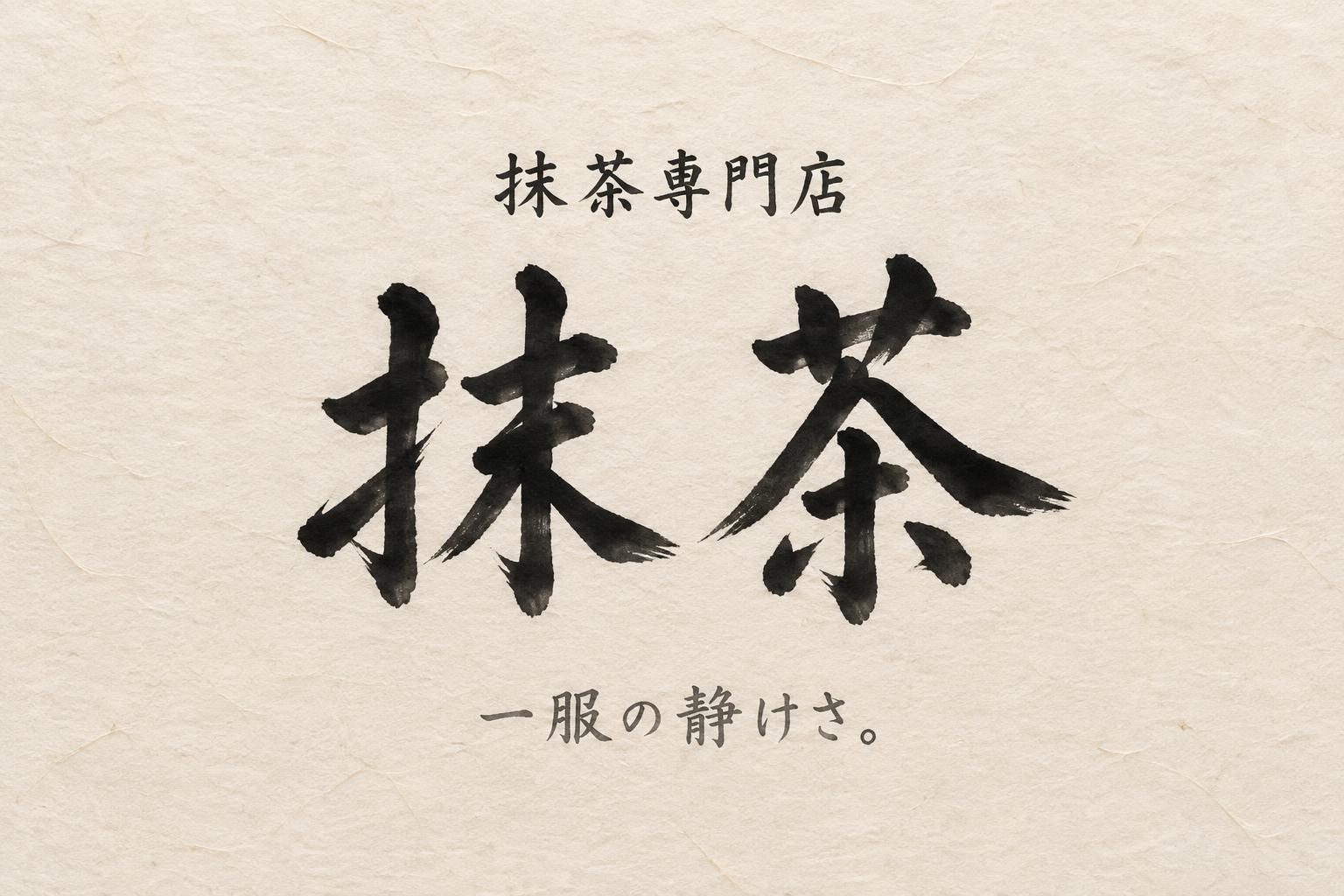 "抹茶
抹茶専門店
一服の静けさ。" — Brush Japanese Ink | AI Text Effect Generator
