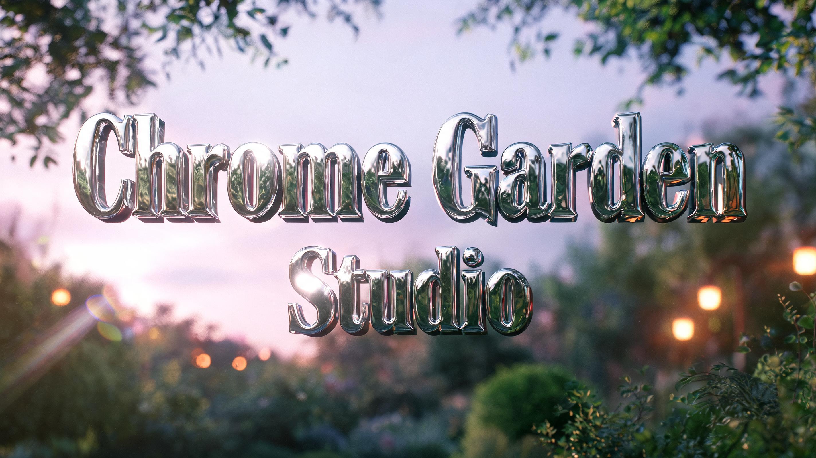 "Chrome Garden Studio" — Chrome Metal 3d | AI Text Effect Generator