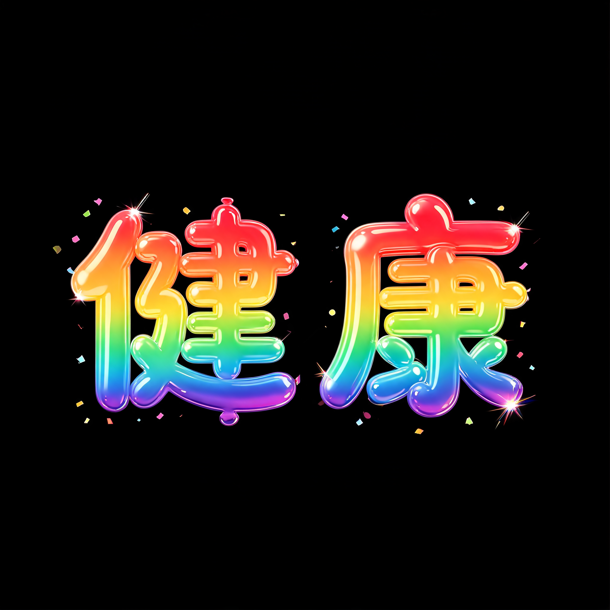 "健康" — Rainbow | AI Text Effect Generator