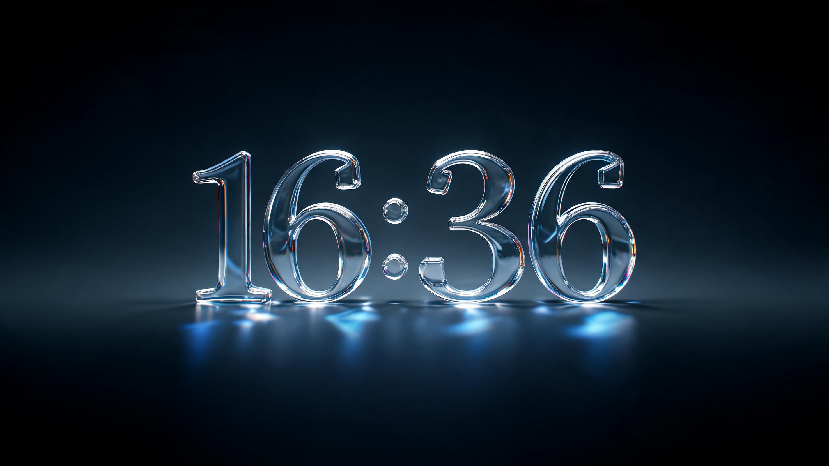 "16:36" — Glass | AI Text Effect Generator