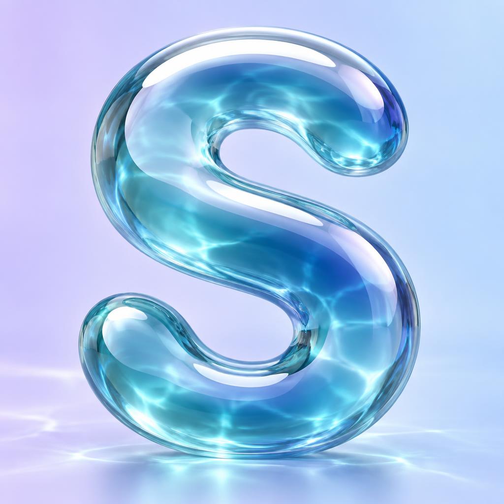 "S" — Glass Liquid | AI Text Effect Generator