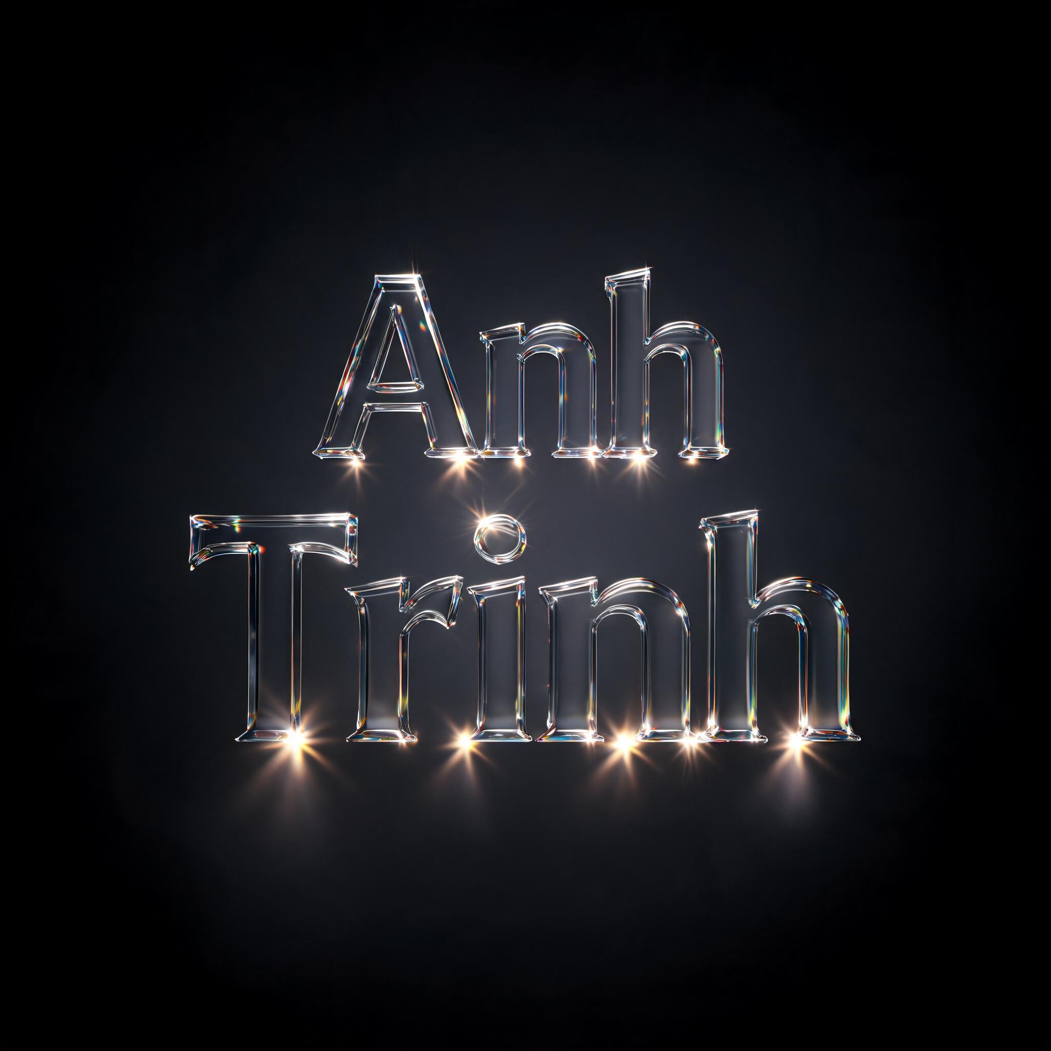 "Anh Trinh" — Glass | AI Text Effect Generator