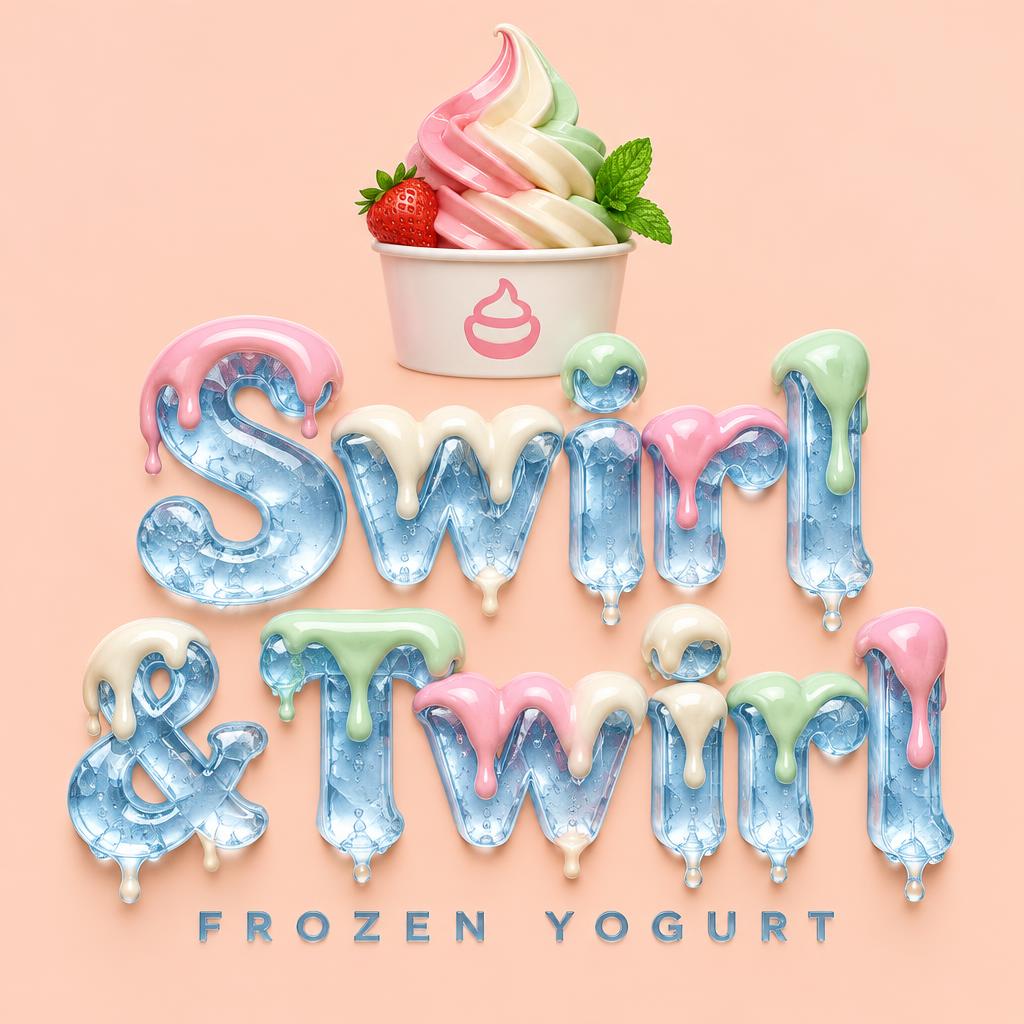 "Swirl & Twirl
FROZEN YOGURT" — Drip Font Ice | AI Text Effect Generator