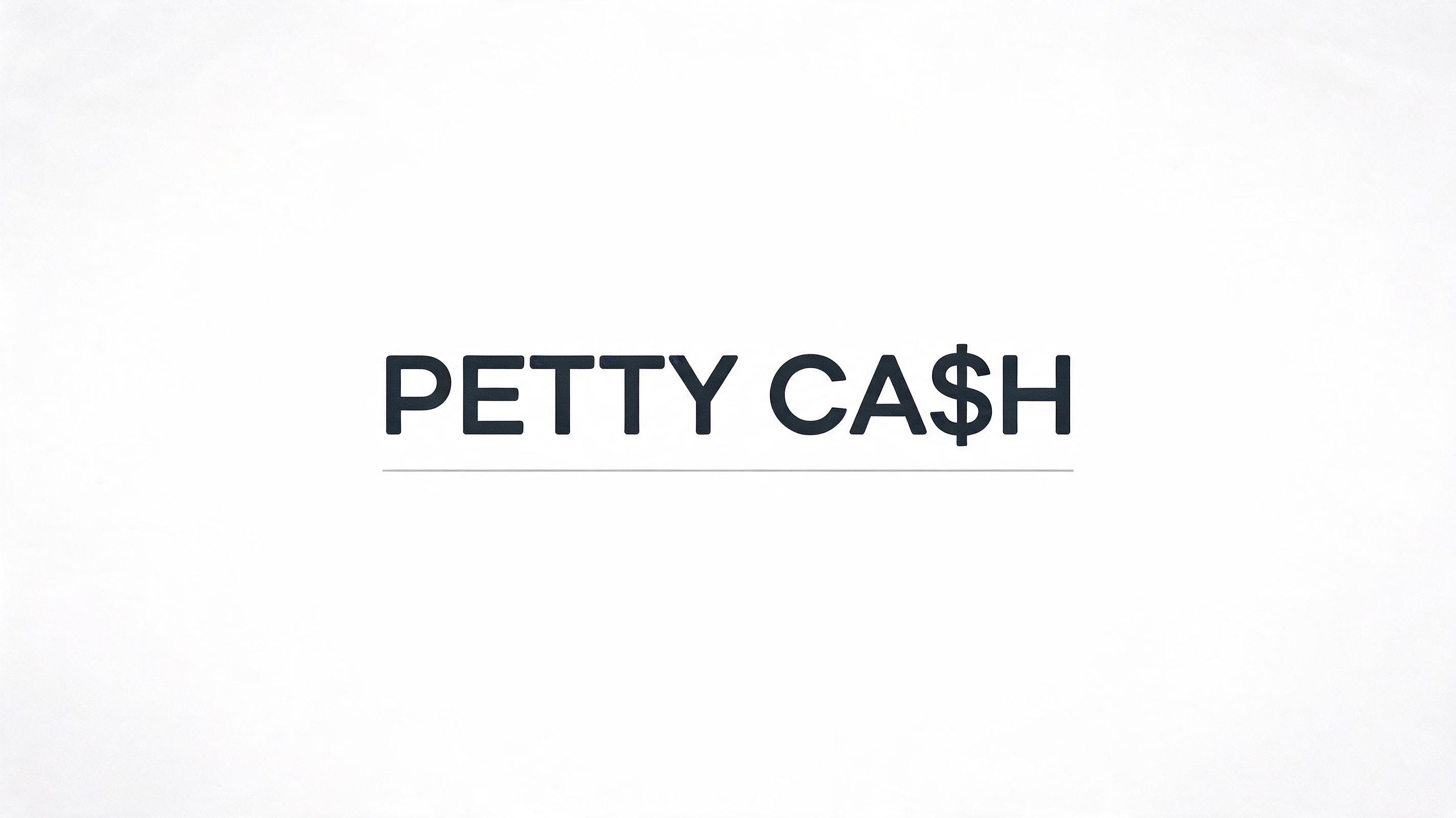 "PETTY CA$H" — Minimal text effect