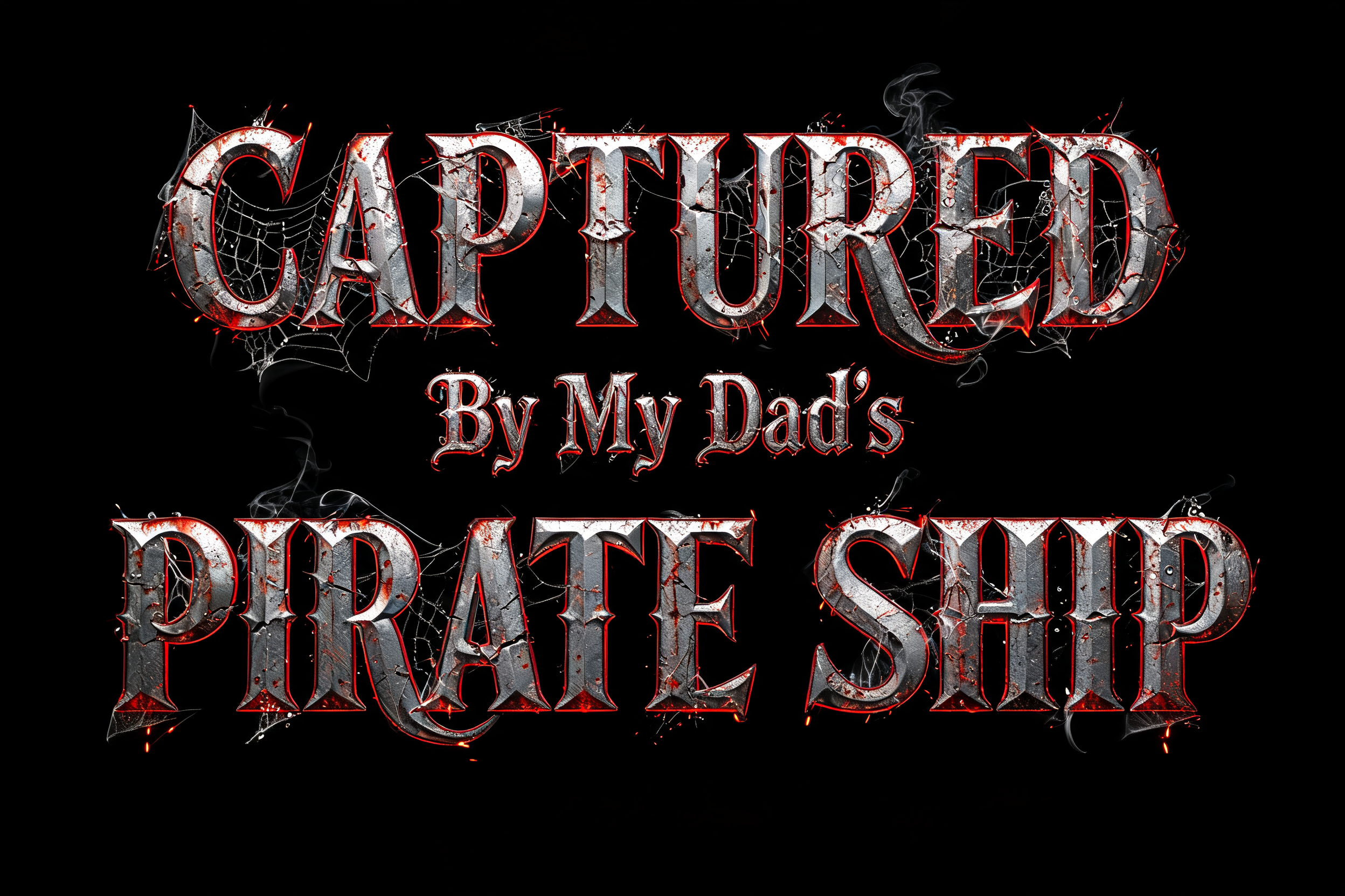 "CAPTURED By My Dad's PIRATE SHIP" — Gothic Dark text effect