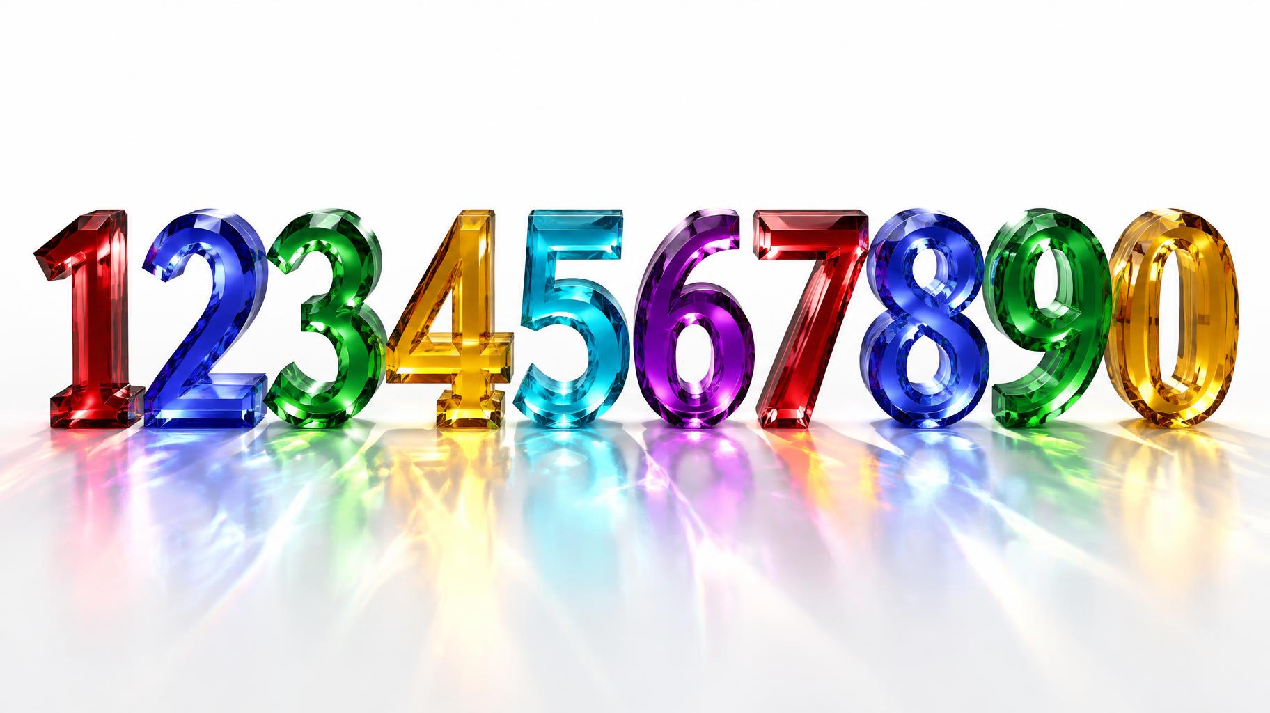 "1234567890" — Glass Color text effect