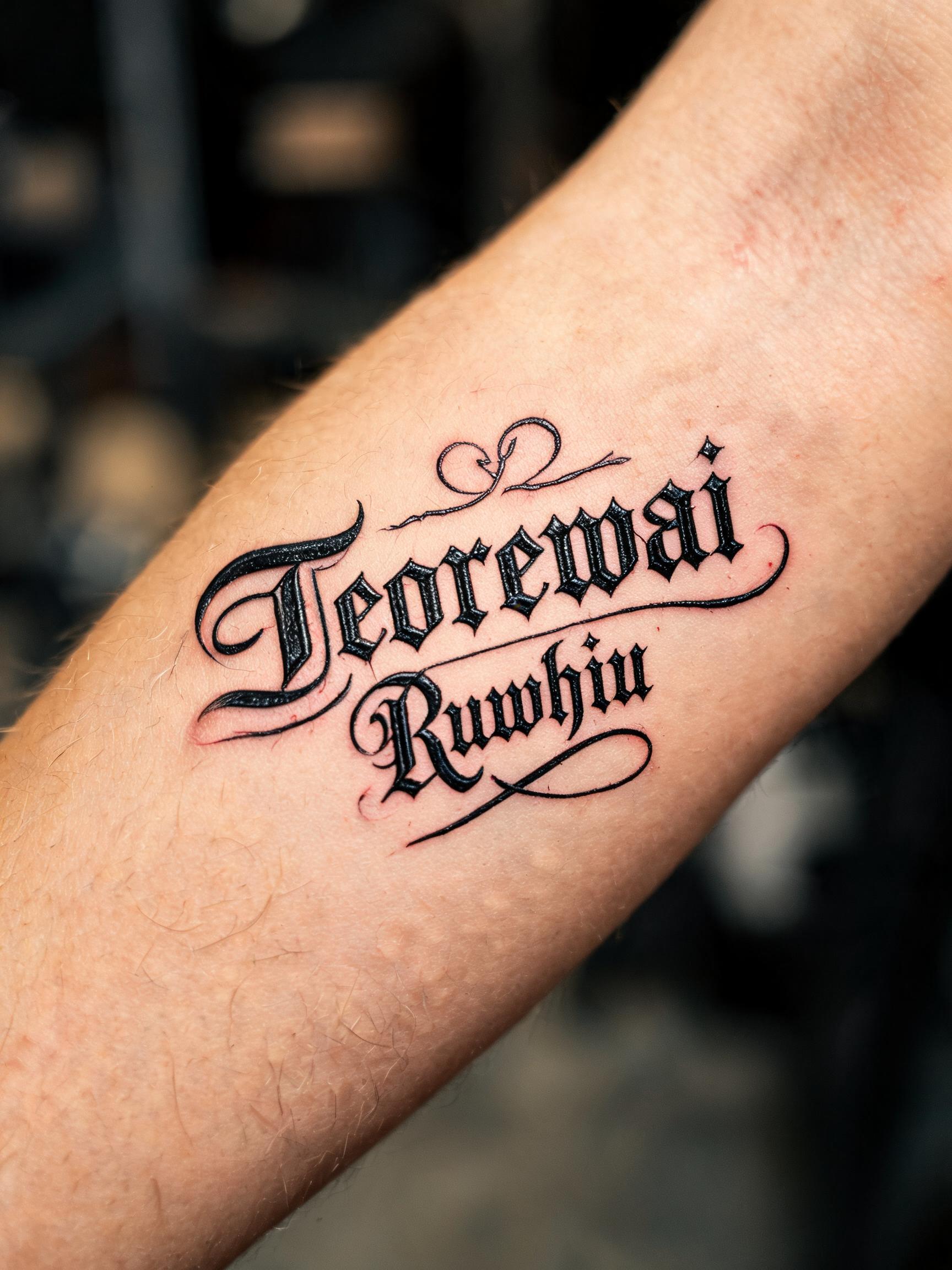 "Teorewai
Ruwhiu" — Tattoo | AI Text Effect Generator