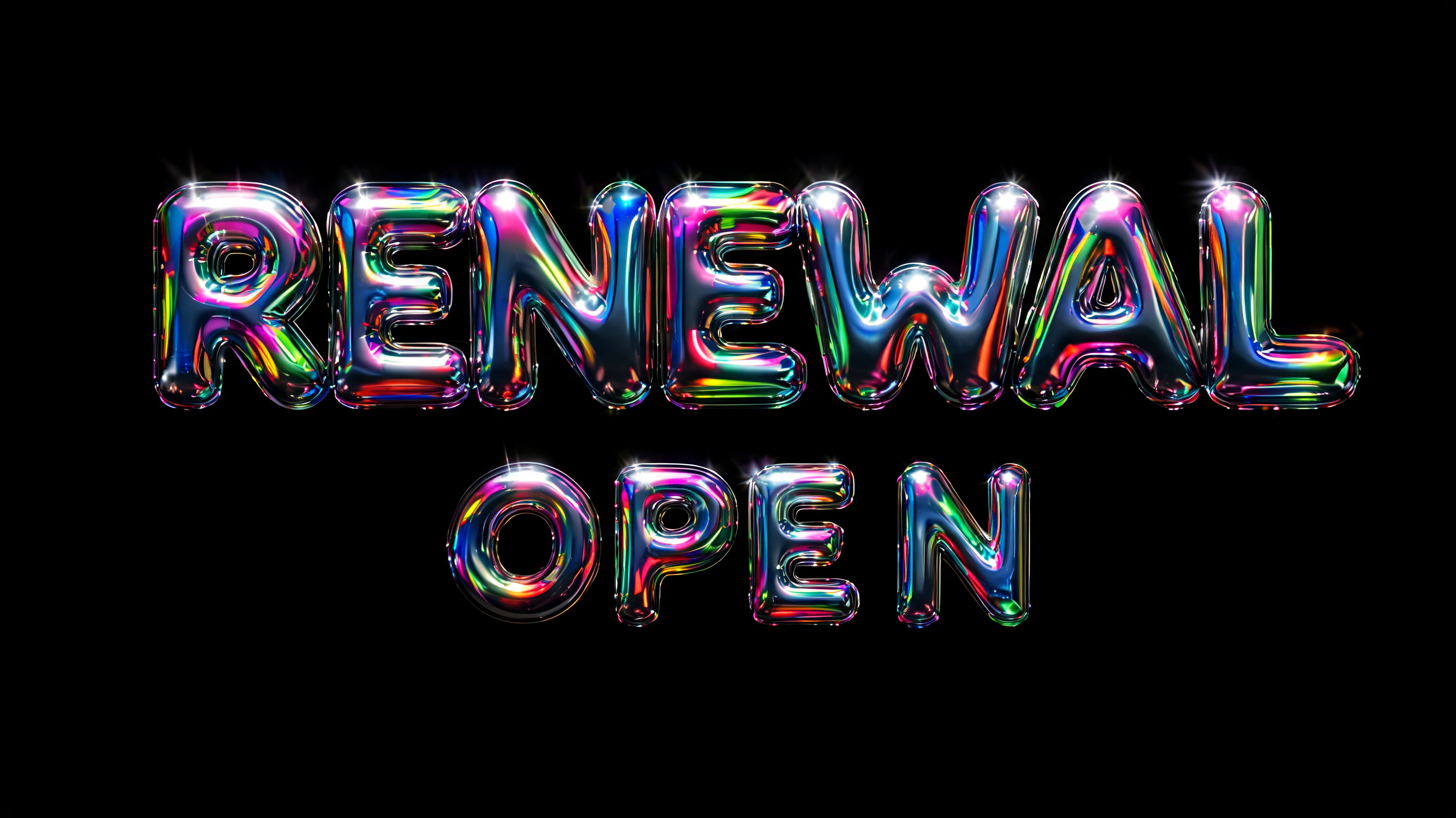 "Renewal Open" — Y2k Chrome | AI Text Effect Generator