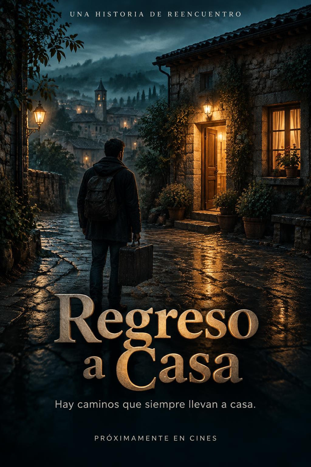"Regreso a Casa
UNA HISTORIA DE REENCUENTRO
Hay caminos que siempre llevan a casa.
PRÓXIMAMENTE EN CINES" — Cinematic | AI Text Effect Generator