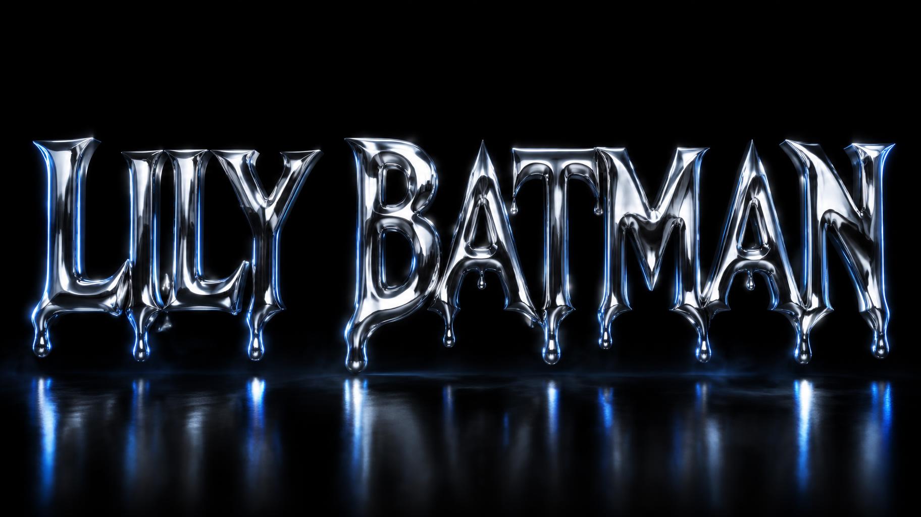 "LILY BATMAN" — Chrome Metal 3d | AI Text Effect Generator