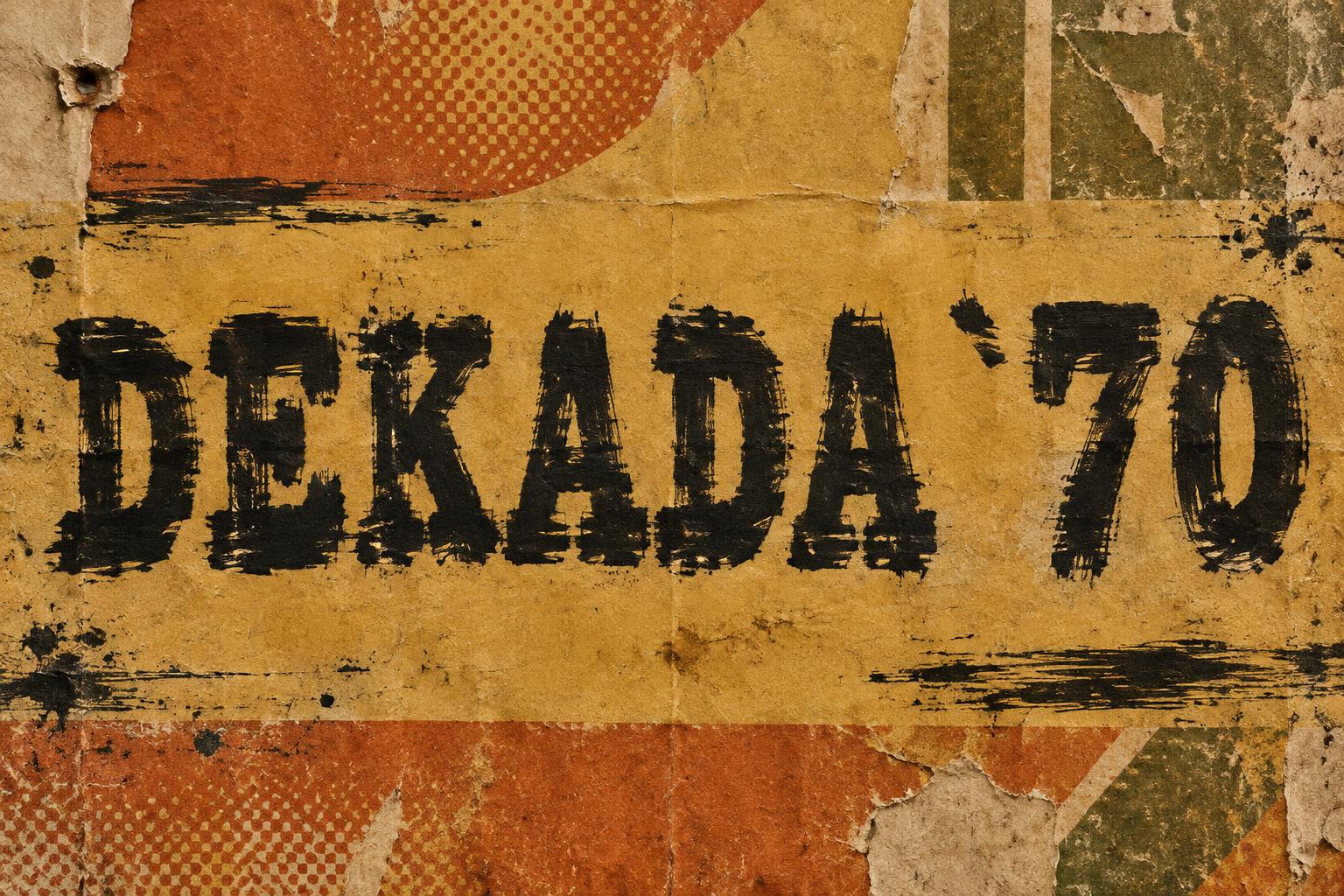 "DEKADA `70" — Brush Dry text effect