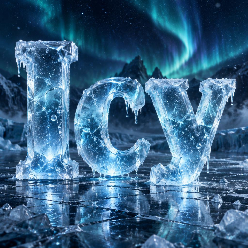 "Icy" — Glass Frozen | AI Text Effect Generator