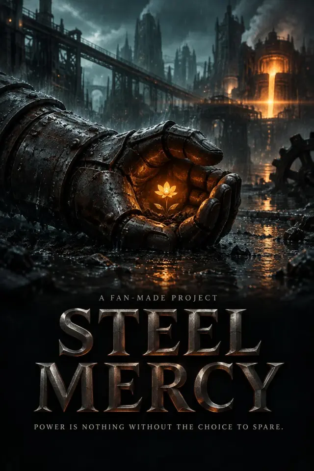 "STEEL MERCY
POWER IS NOTHING WITHOUT THE CHOICE TO SPARE.
A FAN-MADE PROJECT" — cinematic text effect