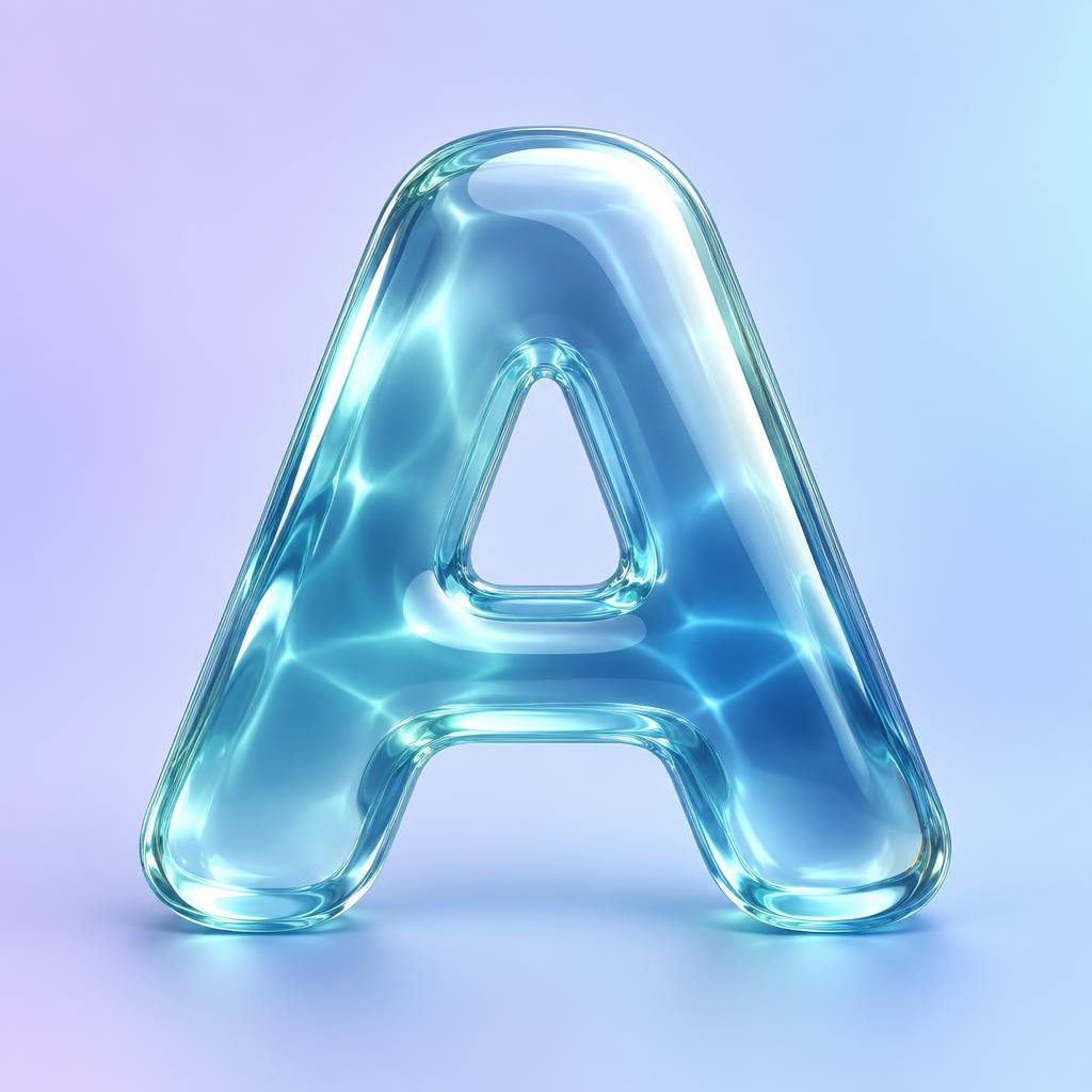 "A" — Glass Liquid | AI Text Effect Generator