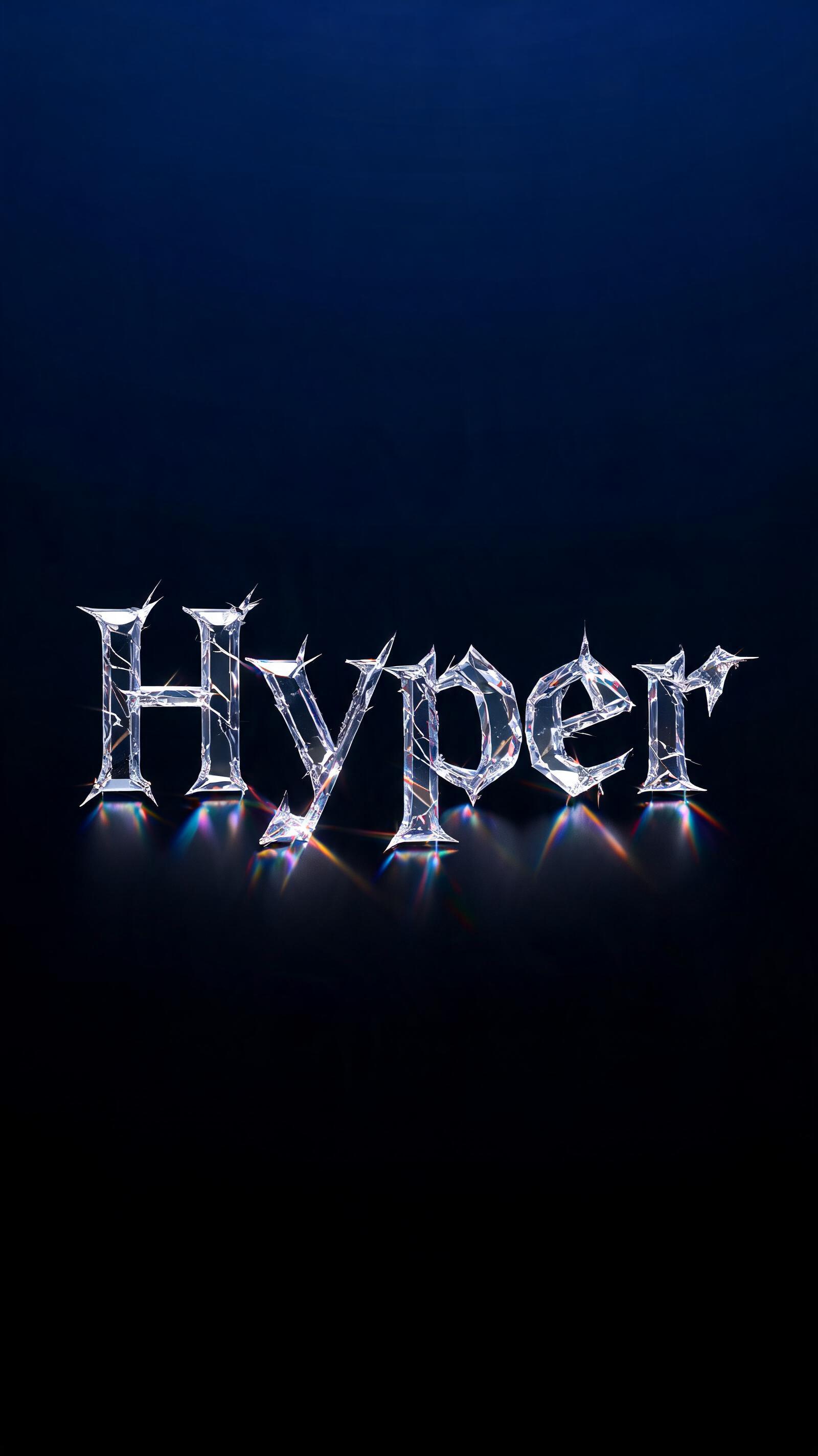 "Ｈｙｐｅｒ" — Glass | AI Text Effect Generator
