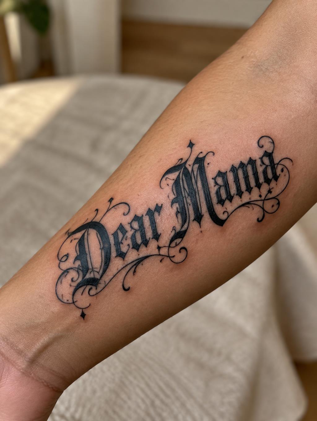 "Dear Mama" — Tattoo | AI Text Effect Generator