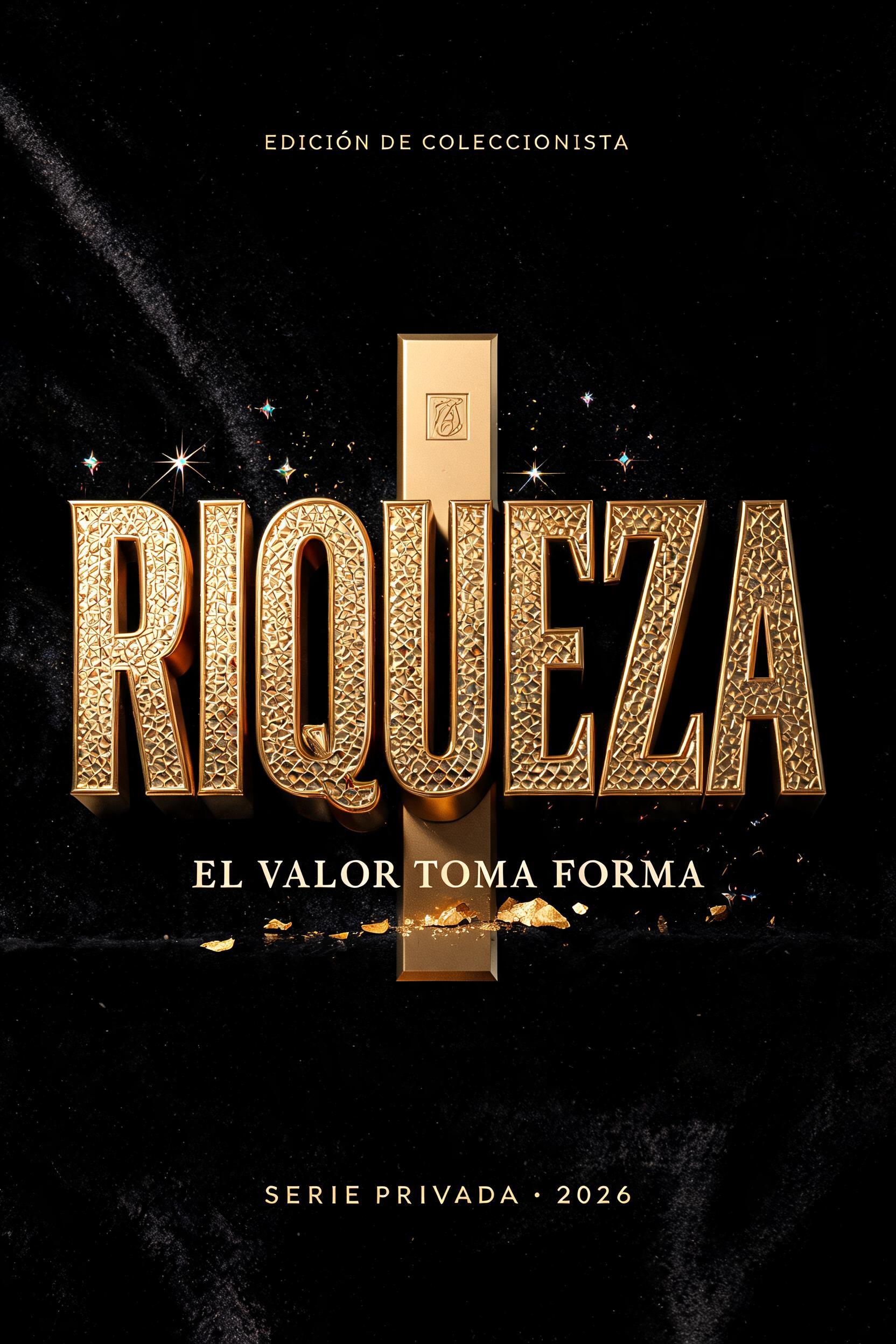 "RIQUEZA
EDICIÓN DE COLECCIONISTA
EL VALOR TOMA FORMA
SERIE PRIVADA · 2026" — Luxury Gold | AI Text Effect Generator