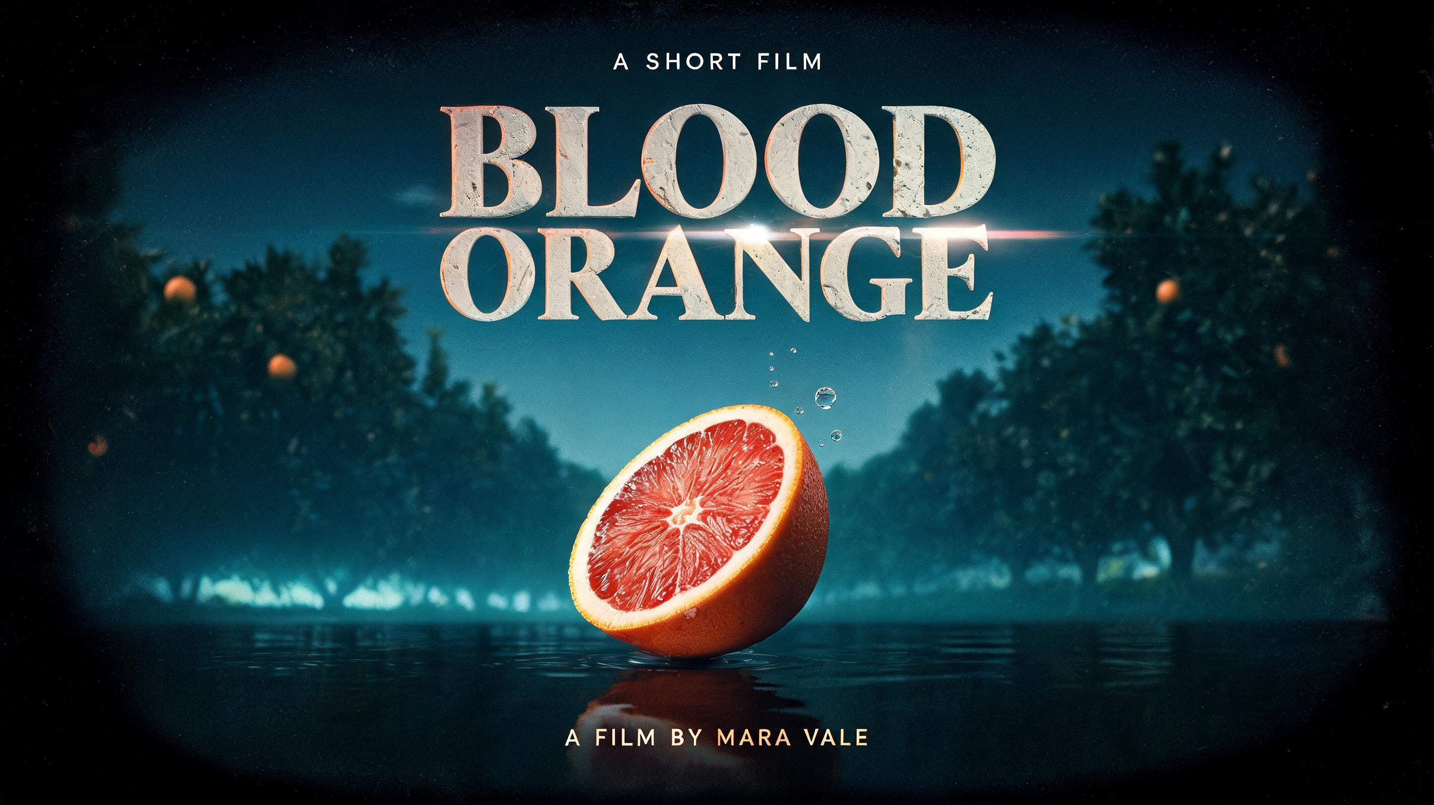 "BLOOD ORANGE
A SHORT FILM
A FILM BY MARA VALE" — Cinematic Netflix | AI Text Effect Generator