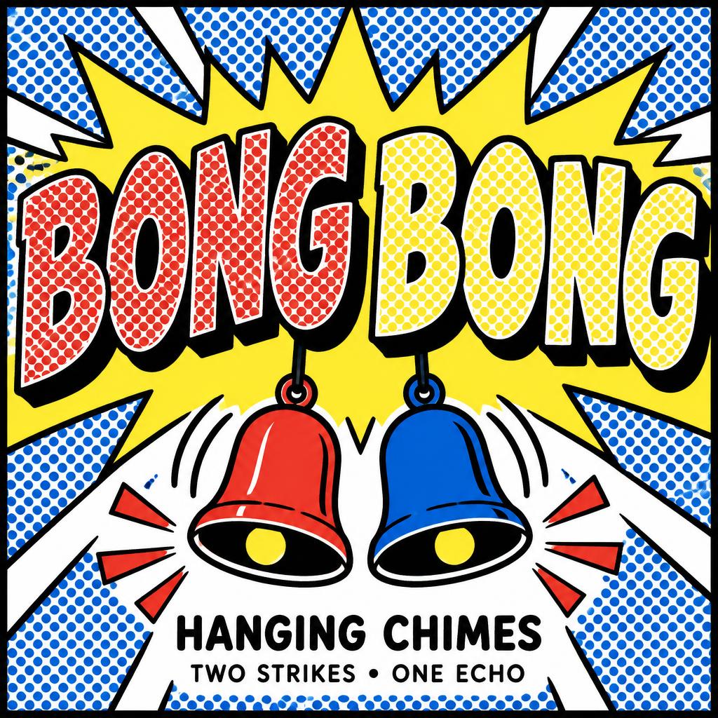 "BONG BONG
HANGING CHIMES
TWO STRIKES • ONE ECHO" — Pop Art | AI Text Effect Generator