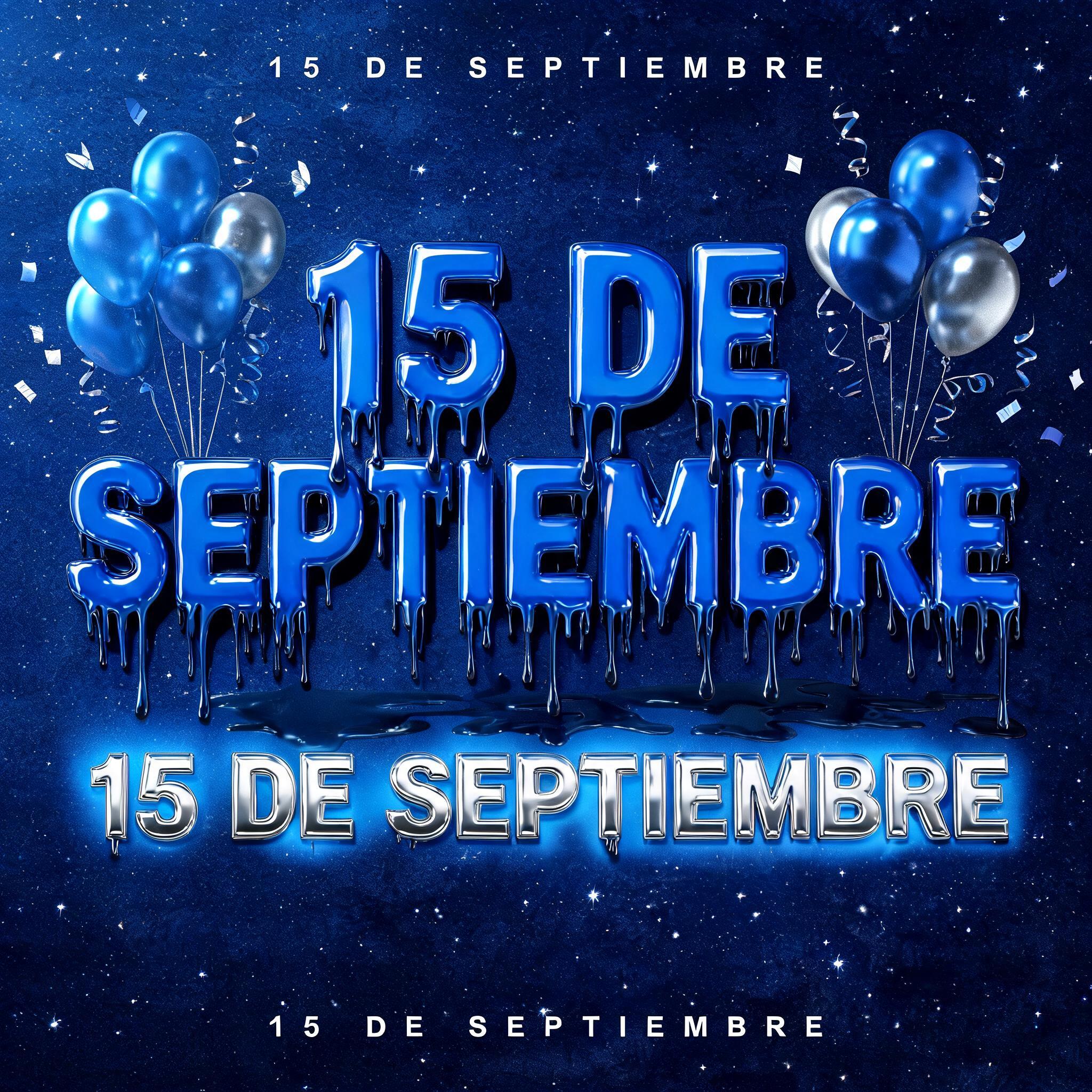 "15 DE SEPTIEMBRE" — Drip Font Blood text effect