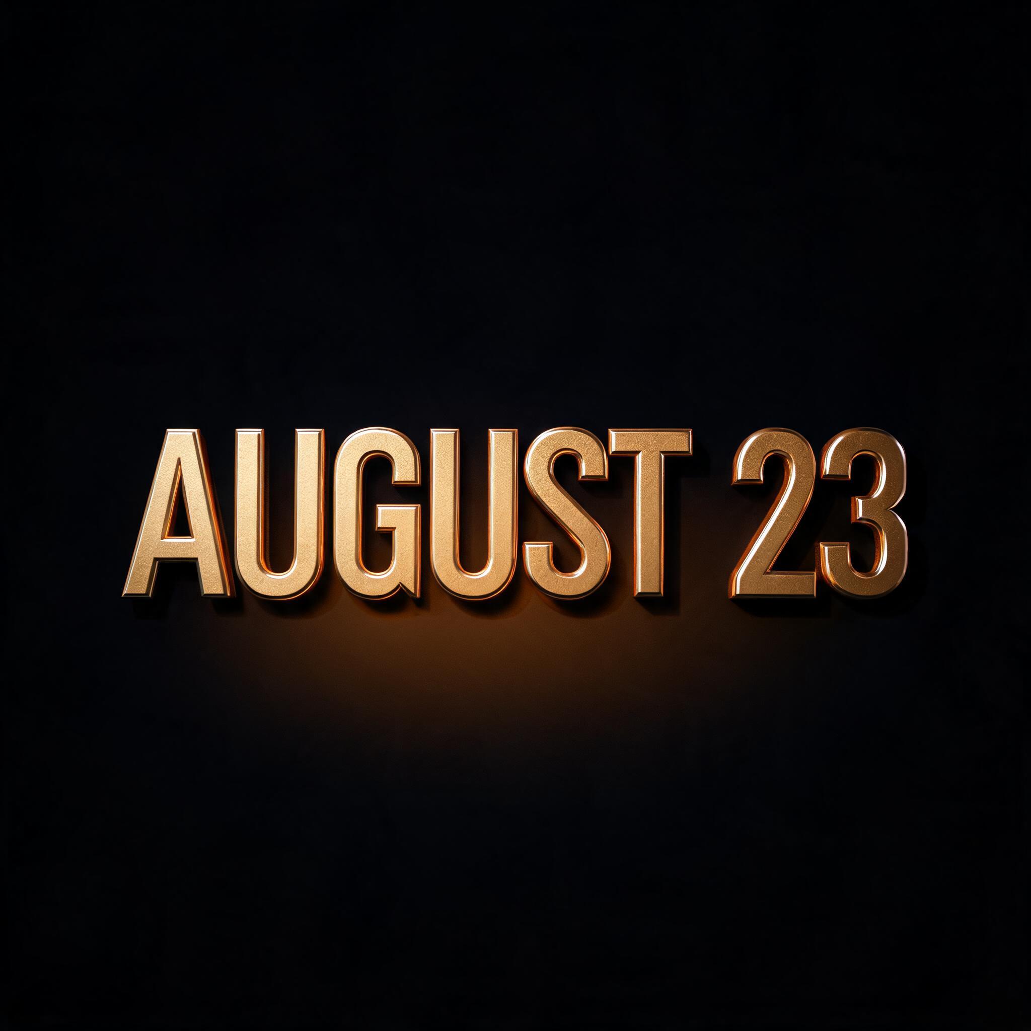 "August 23 " — 3d Bold Gold | AI Text Effect Generator