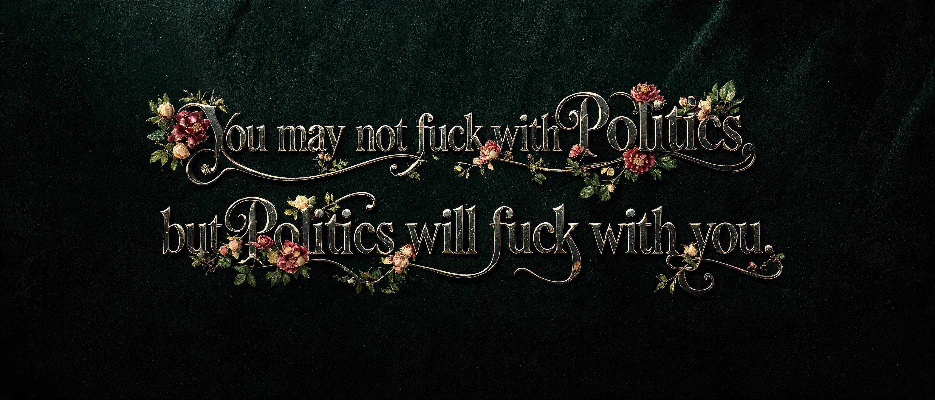 "“You may not fuck with Politics, but Politics will fuck with you.”" — Floral | AI Text Effect Generator
