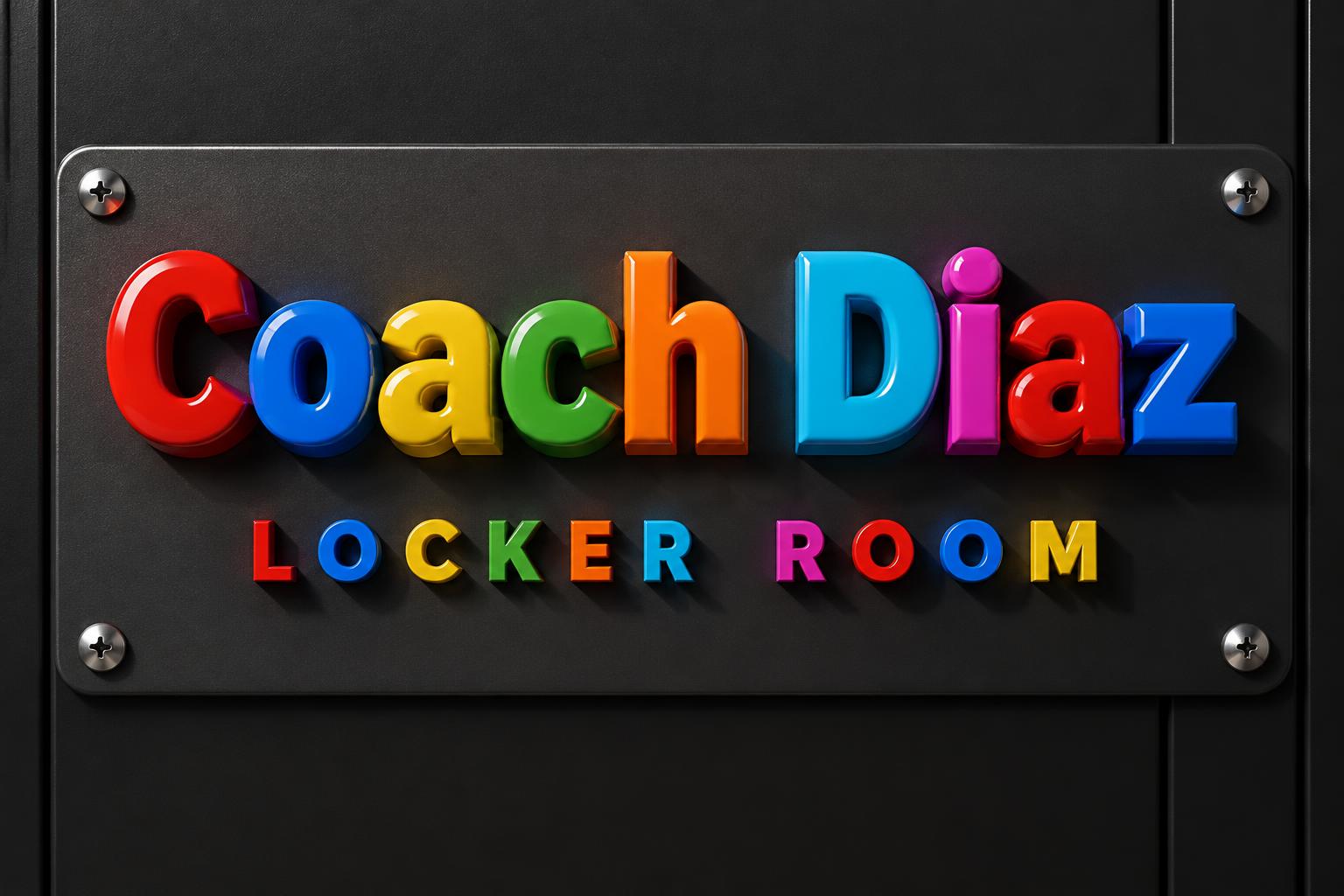 "Coach Diaz
LOCKER ROOM" — 3d Bold | AI Text Effect Generator