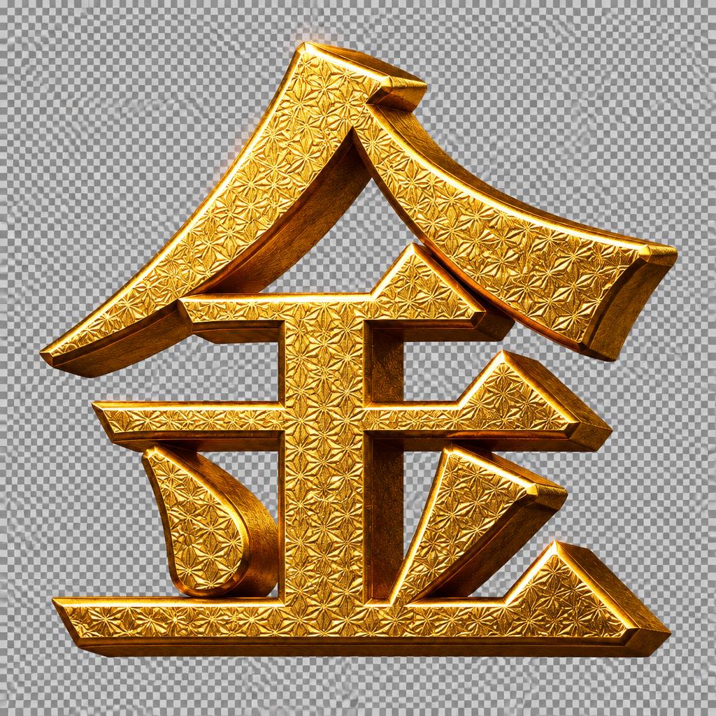 "金" — 3d Bold Gold | AI Text Effect Generator
