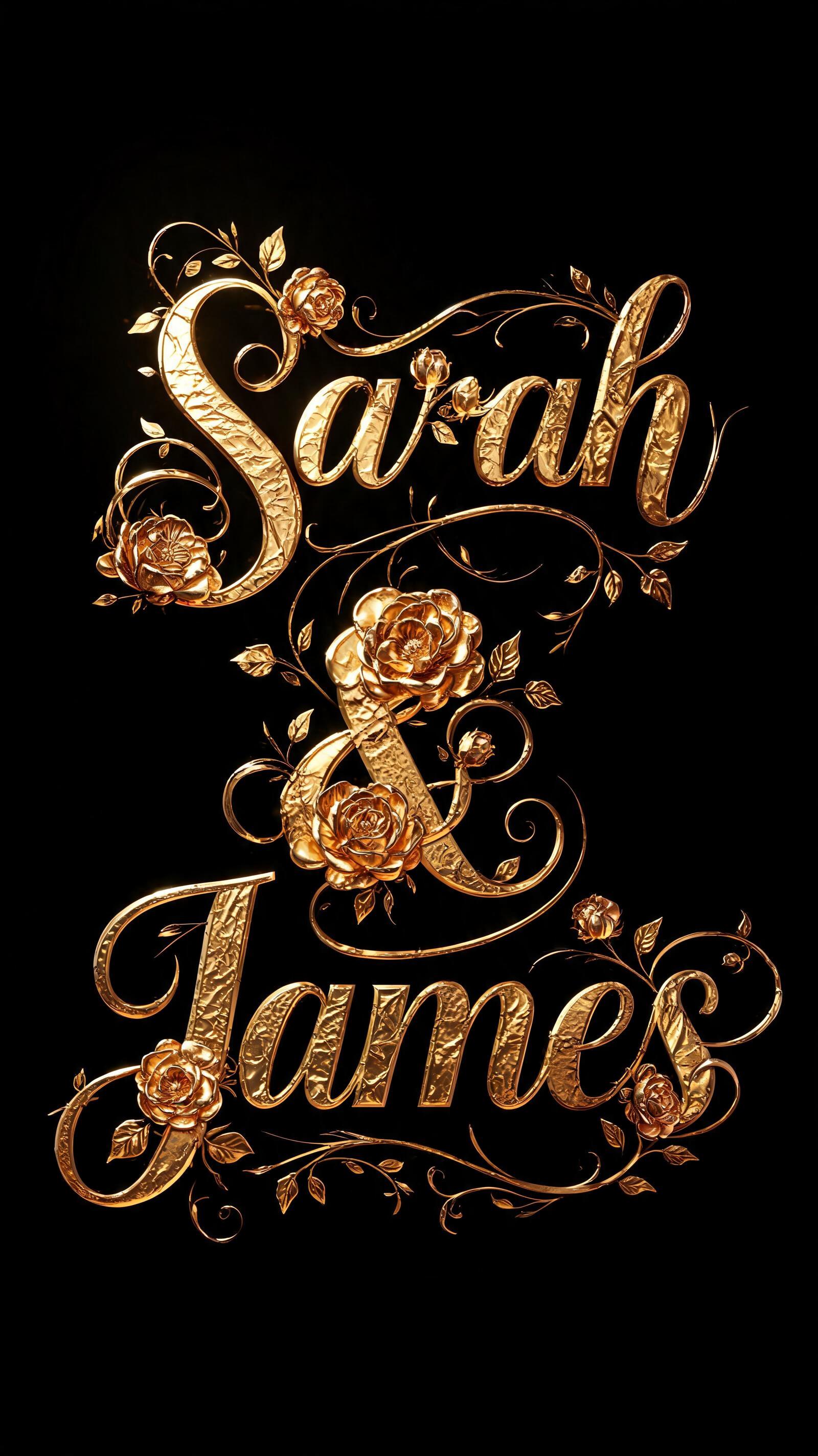 "Sarah & James" — Luxury Gold | AI Text Effect Generator