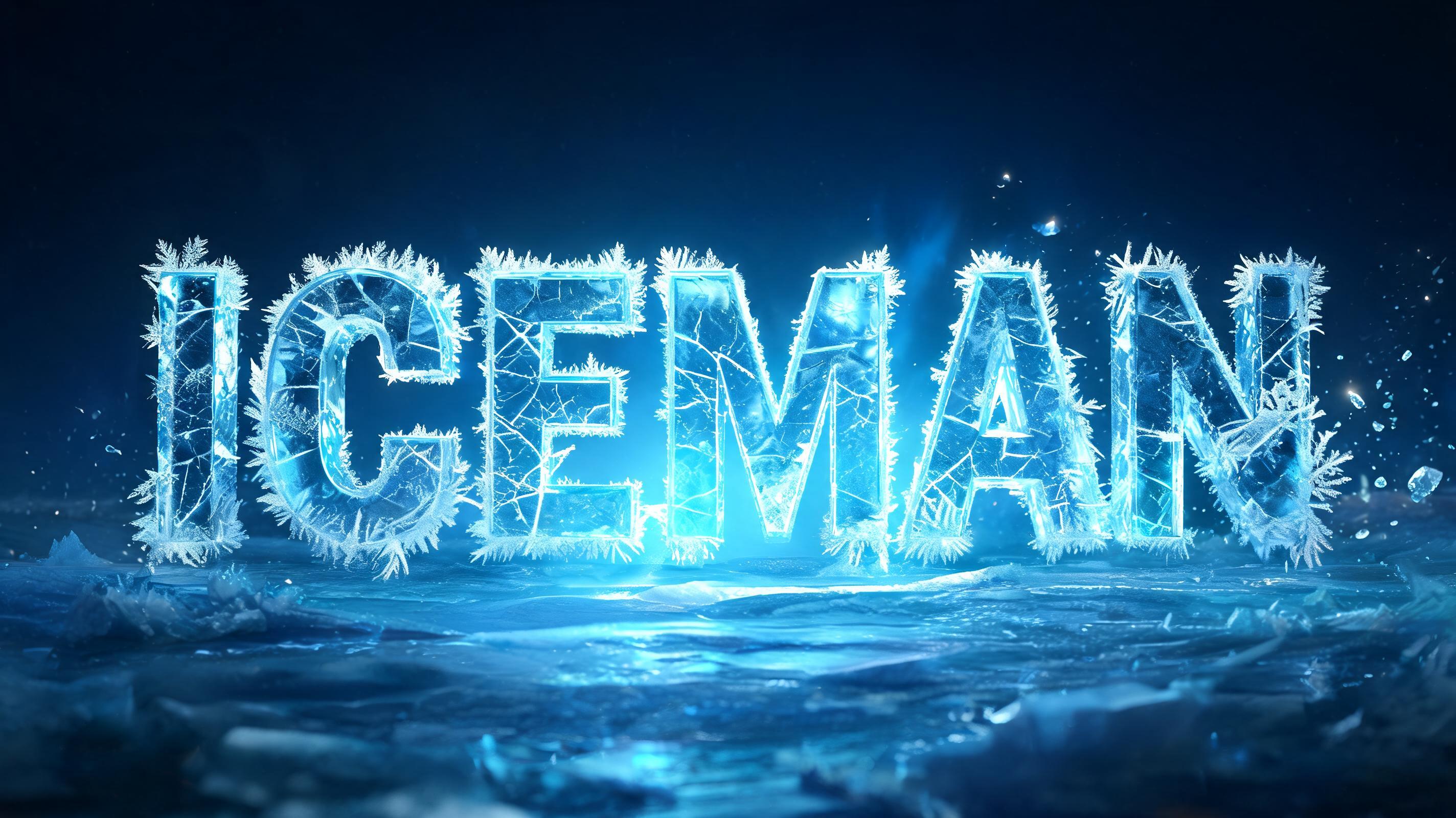 "ICEMAN" — Ice Crystal text effect