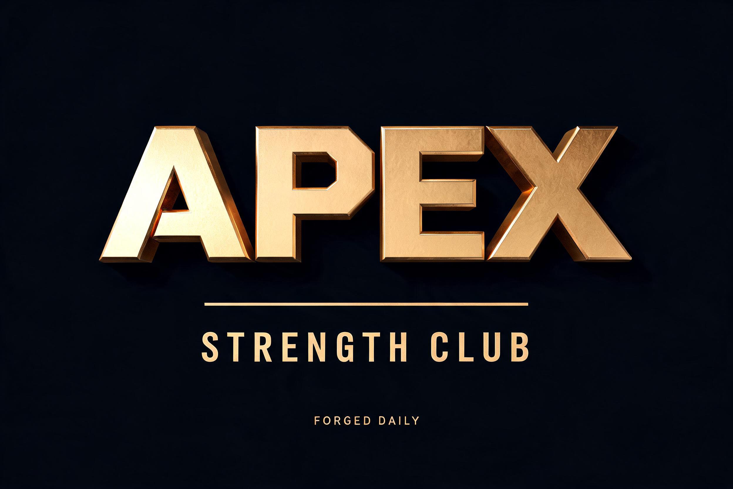"I need a metallic wordmark for my gym Apex Strength Club" — 3d Bold Gold | AI Text Effect Generator