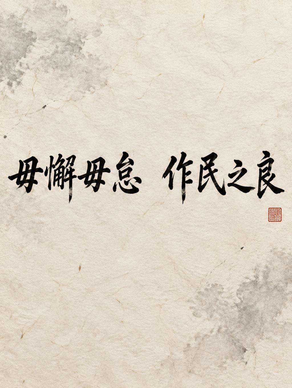 "毋懈毋怠   作民之良" — Brush Chinese Ink | AI Text Effect Generator
