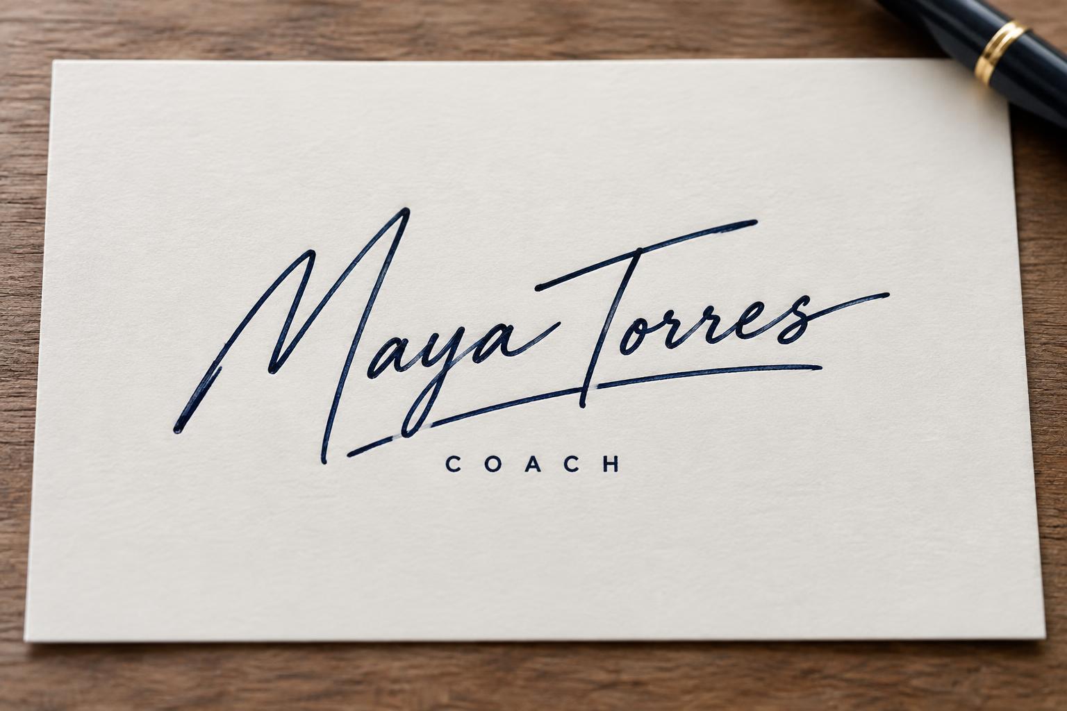 "Maya Torres
COACH" — Cursive Signature text effect